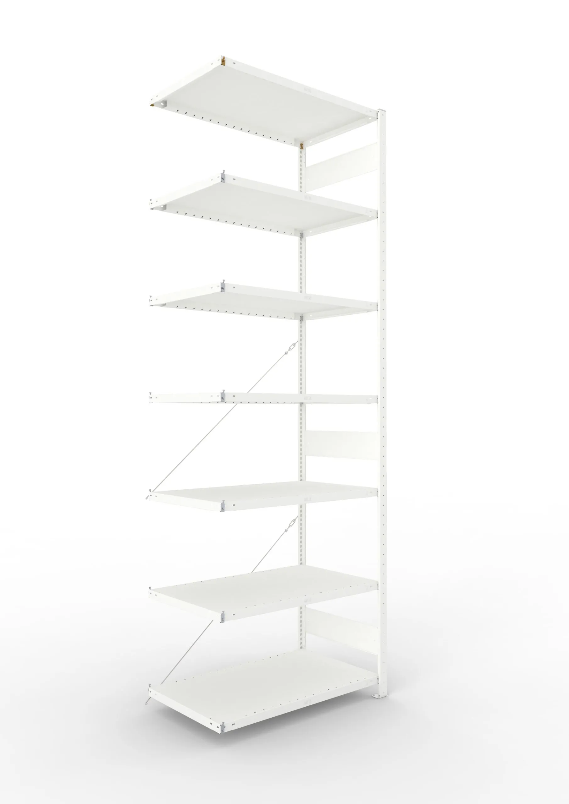 Meta Fachbodenregal Stecksystem CLIP mit vorgefertigten Rahmen | Anbauregal | HxBxT 300x100x60cm | 7 Ebenen | Fachlast 230kg | Einseitig nutzbar | Lichtgrau