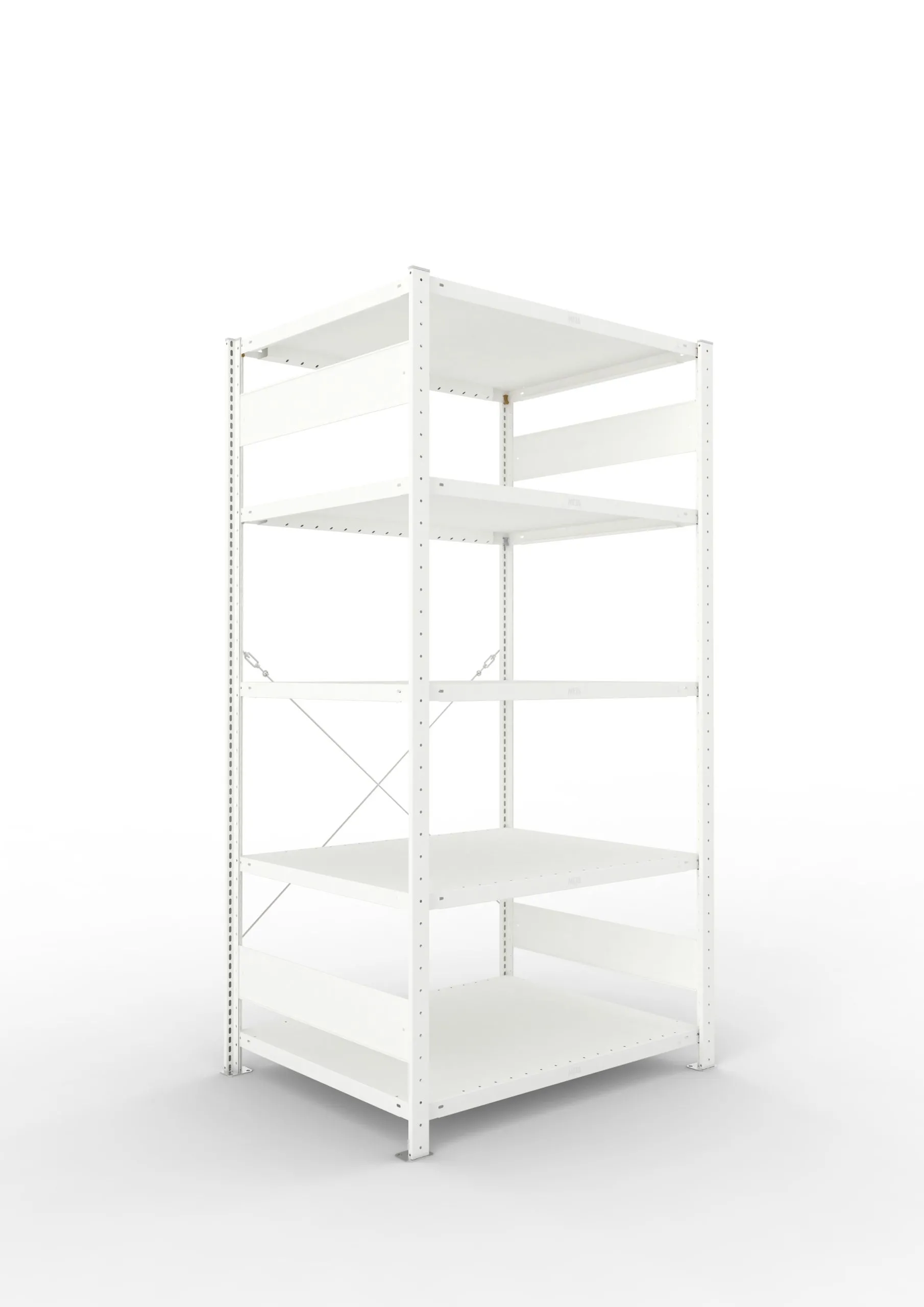 Meta Fachbodenregal Stecksystem CLIP mit vorgefertigten Rahmen | Grundregal | HxBxT 200x100x80cm | 5 Ebenen | Fachlast 230kg | Einseitig nutzbar | Lichtgrau