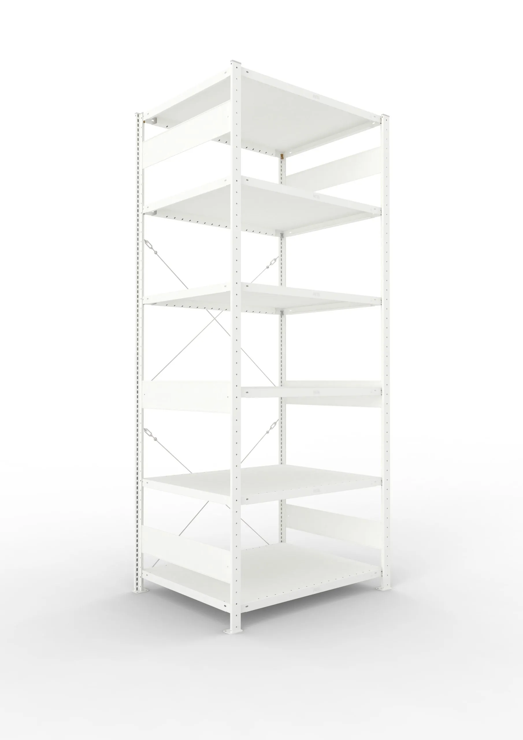 Meta Fachbodenregal Stecksystem CLIP mit vorgefertigten Rahmen | Grundregal | HxBxT 250x100x80cm | 6 Ebenen | Fachlast 230kg | Einseitig nutzbar | Lichtgrau