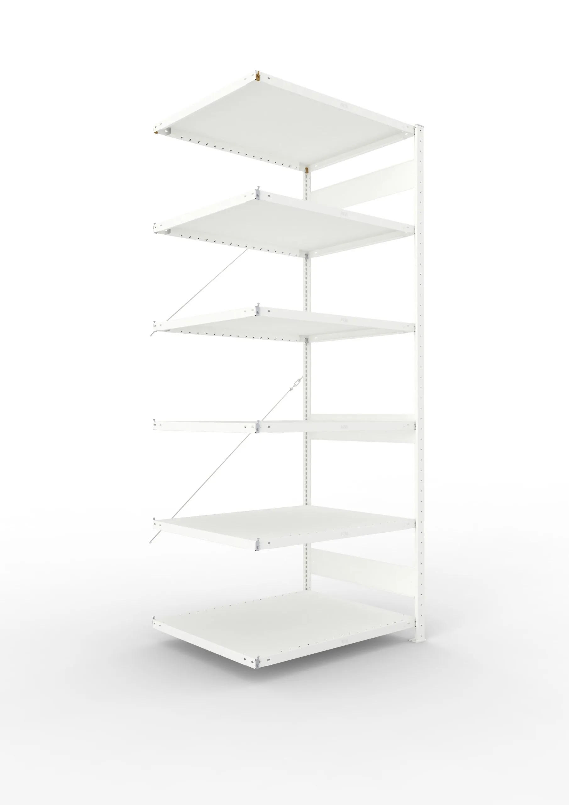 Meta Fachbodenregal Stecksystem CLIP mit vorgefertigten Rahmen | Anbauregal | HxBxT 250x100x80cm | 6 Ebenen | Fachlast 230kg | Einseitig nutzbar | Lichtgrau