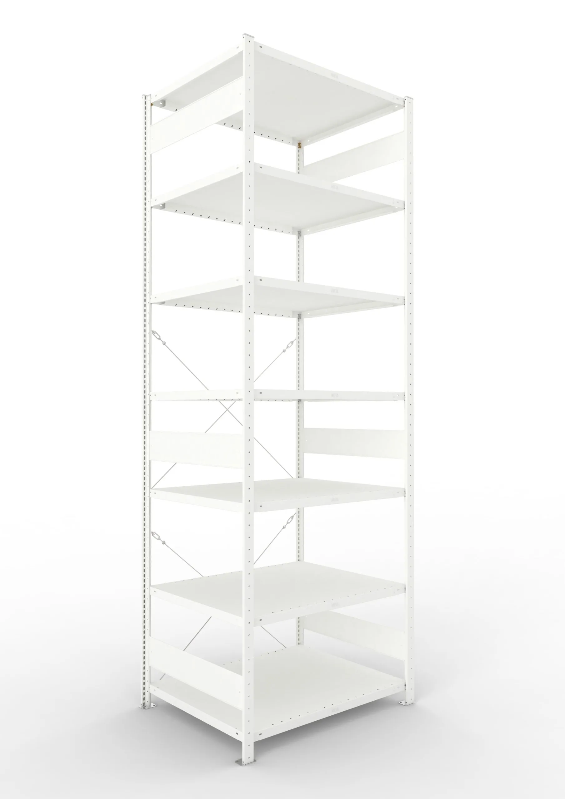 Meta Fachbodenregal Stecksystem CLIP mit vorgefertigten Rahmen | Grundregal | HxBxT 300x100x80cm | 7 Ebenen | Fachlast 230kg | Einseitig nutzbar | Lichtgrau