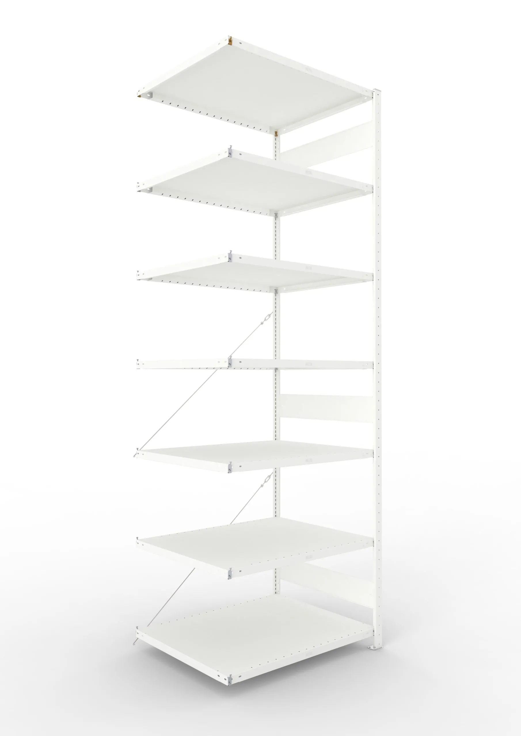 Meta Fachbodenregal Stecksystem CLIP mit vorgefertigten Rahmen | Anbauregal | HxBxT 300x100x80cm | 7 Ebenen | Fachlast 230kg | Einseitig nutzbar | Lichtgrau