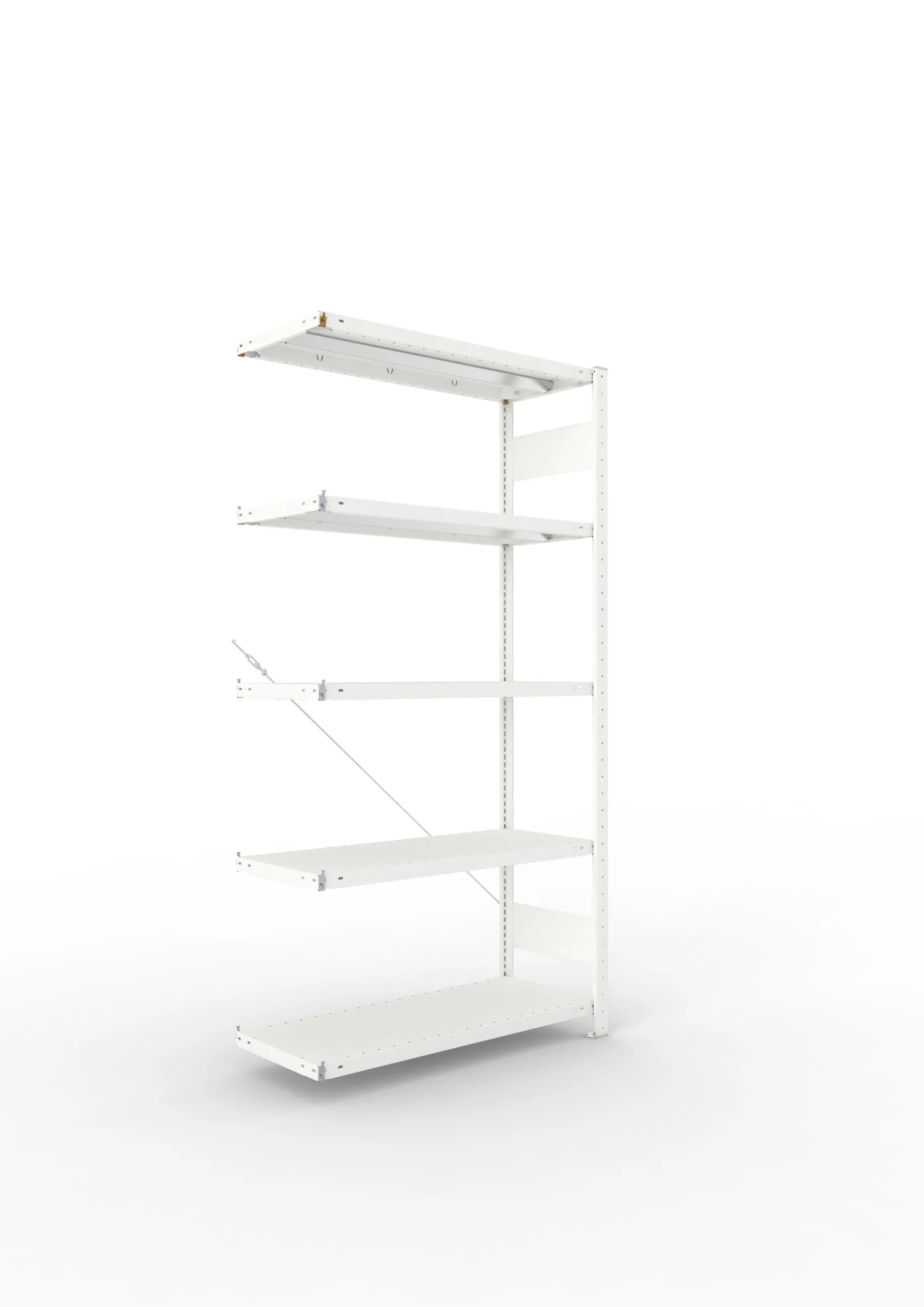 Meta Fachbodenregal Stecksystem CLIP mit vorgefertigten Rahmen | Anbauregal | HxBxT 200x100x40cm | 5 Ebenen | Fachlast 330kg | Einseitig nutzbar | Lichtgrau