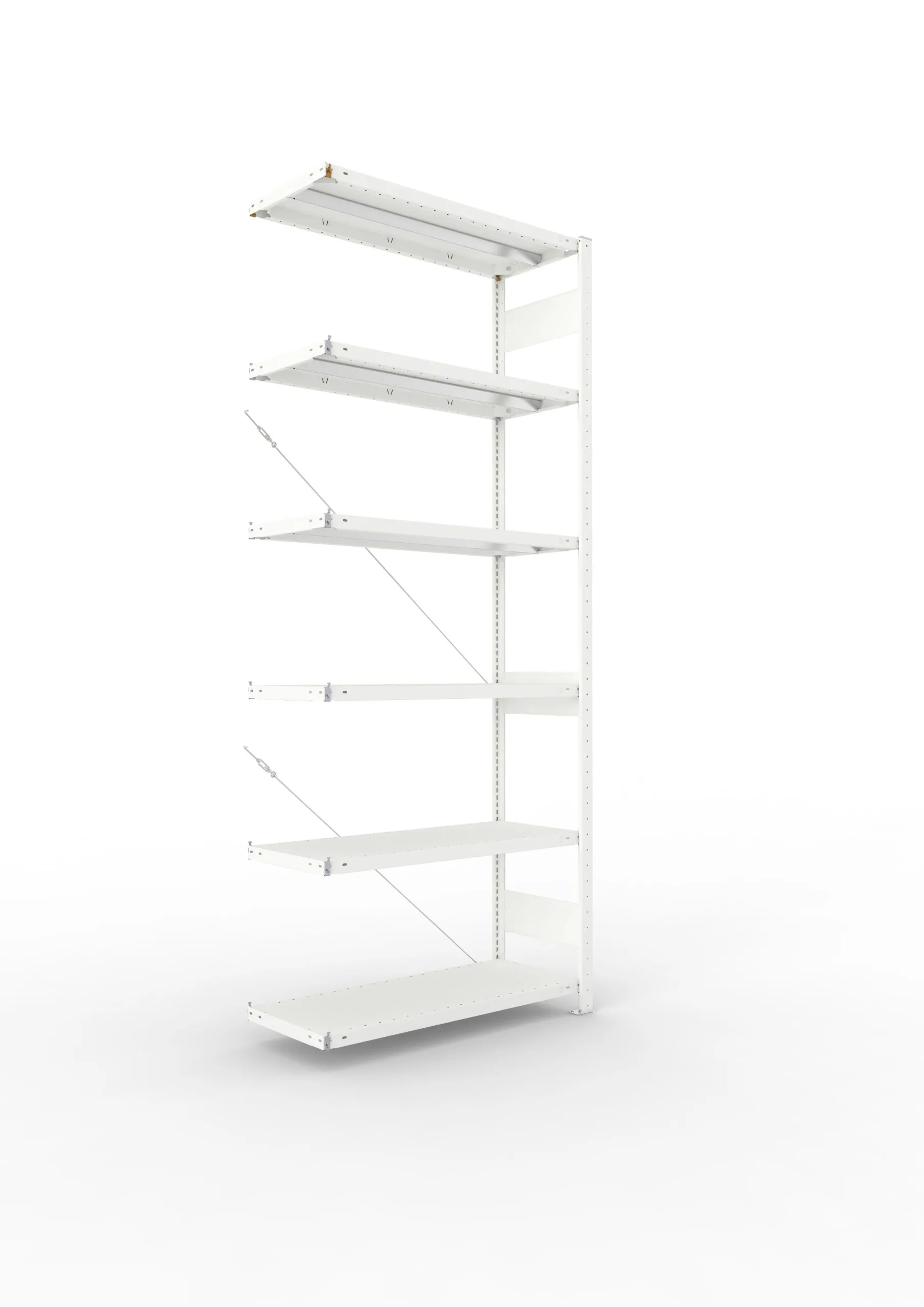 Meta Fachbodenregal Stecksystem CLIP mit vorgefertigten Rahmen | Anbauregal | HxBxT 250x100x40cm | 6 Ebenen | Fachlast 330kg | Einseitig nutzbar | Lichtgrau