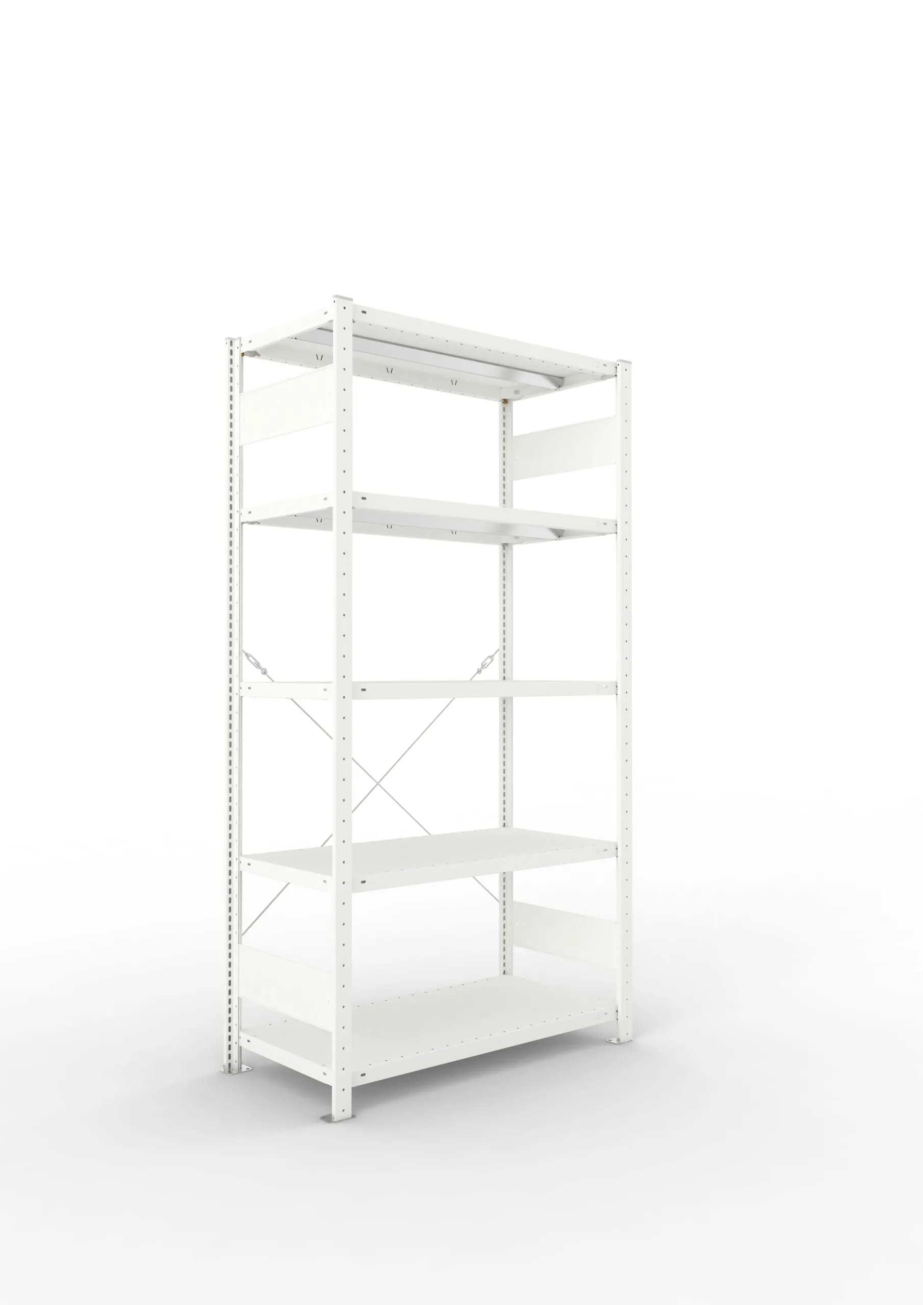 Meta Fachbodenregal Stecksystem CLIP mit vorgefertigten Rahmen | Grundregal | HxBxT 200x100x50cm | 5 Ebenen | Fachlast 330kg | Einseitig nutzbar | Lichtgrau