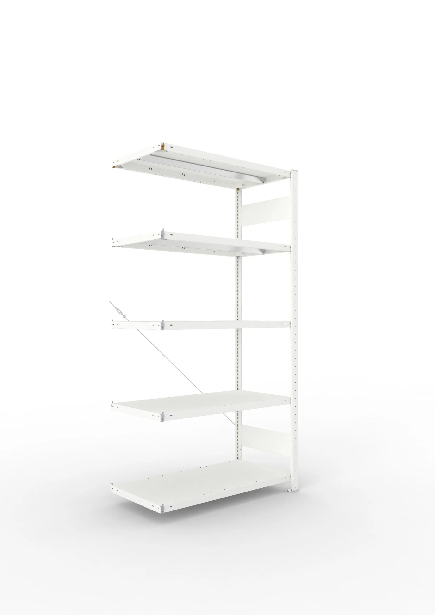 Meta Fachbodenregal Stecksystem CLIP mit vorgefertigten Rahmen | Anbauregal | HxBxT 200x100x50cm | 5 Ebenen | Fachlast 330kg | Einseitig nutzbar | Lichtgrau