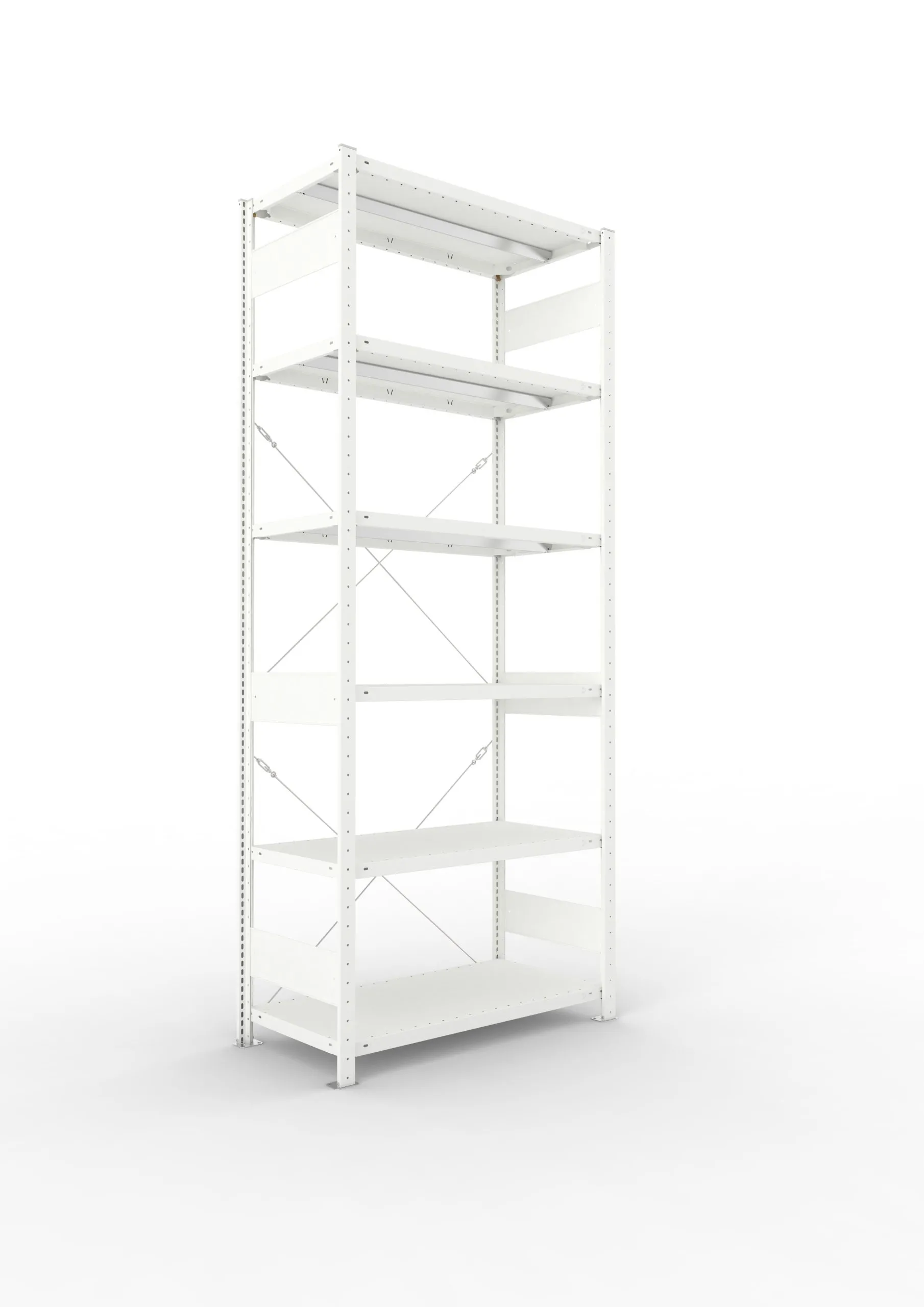 Meta Fachbodenregal Stecksystem CLIP mit vorgefertigten Rahmen | Grundregal | HxBxT 250x100x50cm | 6 Ebenen | Fachlast 330kg | Einseitig nutzbar | Lichtgrau