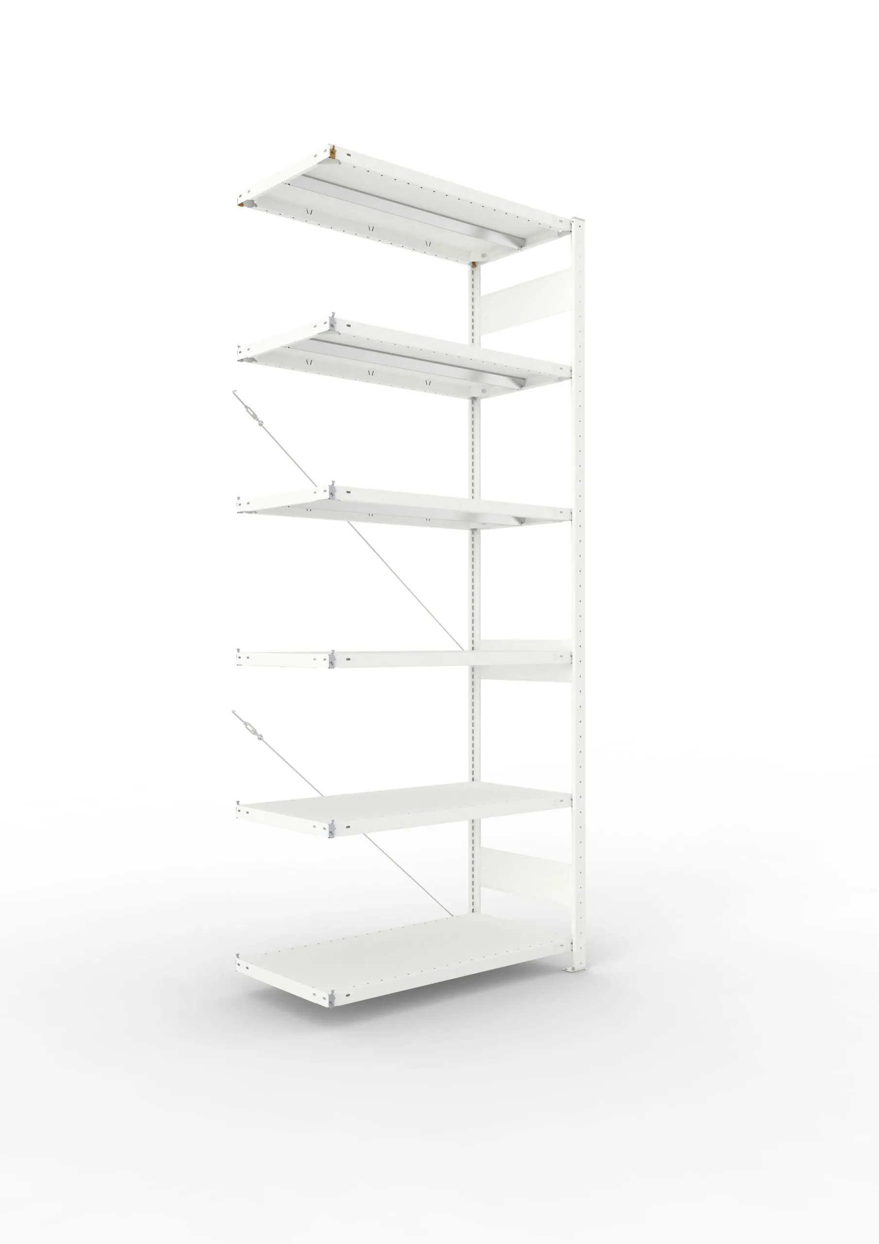 Meta Fachbodenregal Stecksystem CLIP mit vorgefertigten Rahmen | Anbauregal | HxBxT 250x100x50cm | 6 Ebenen | Fachlast 330kg | Einseitig nutzbar | Lichtgrau