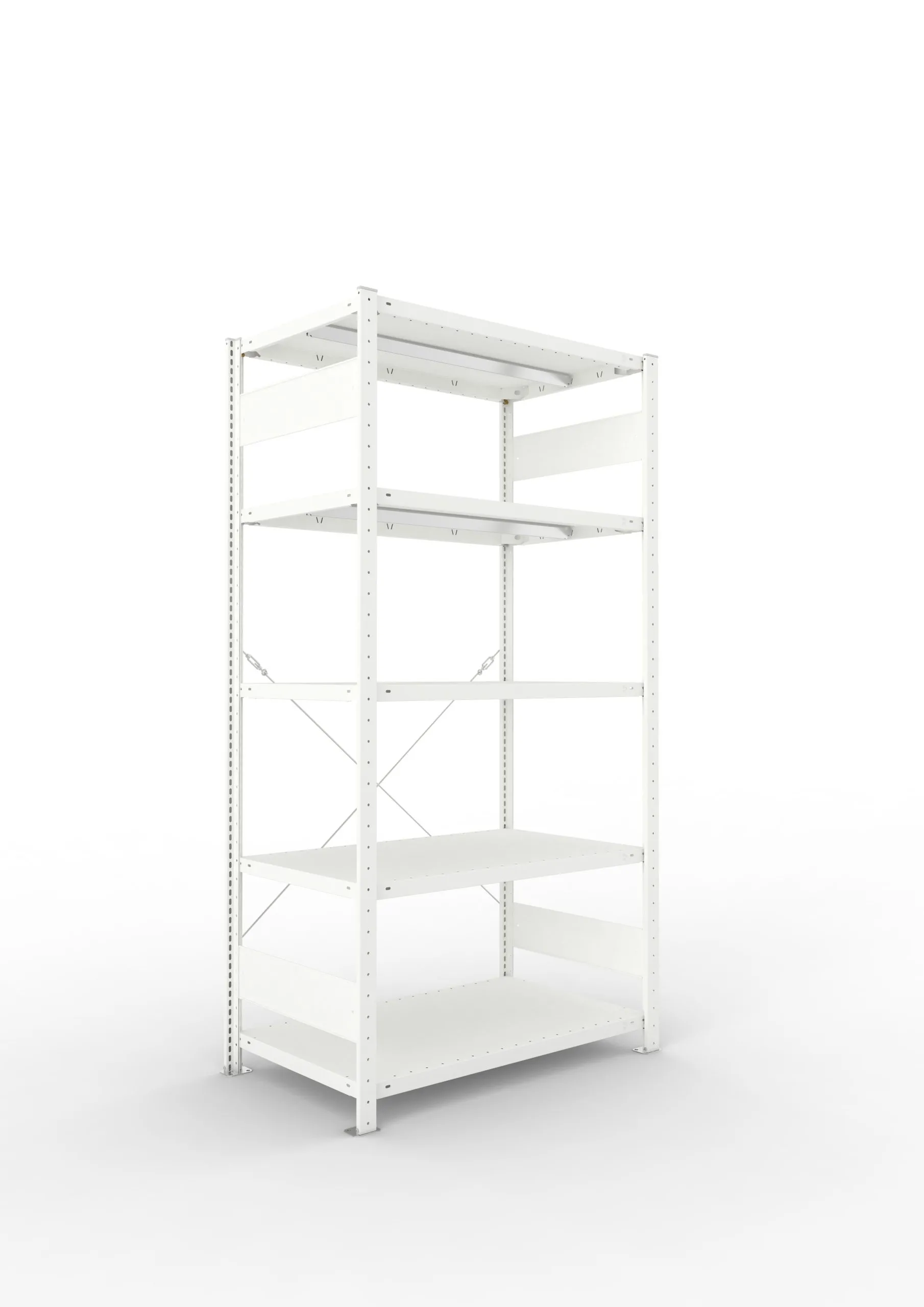 Meta Fachbodenregal Stecksystem CLIP mit vorgefertigten Rahmen | Grundregal | HxBxT 200x100x60cm | 5 Ebenen | Fachlast 330kg | Einseitig nutzbar | Lichtgrau