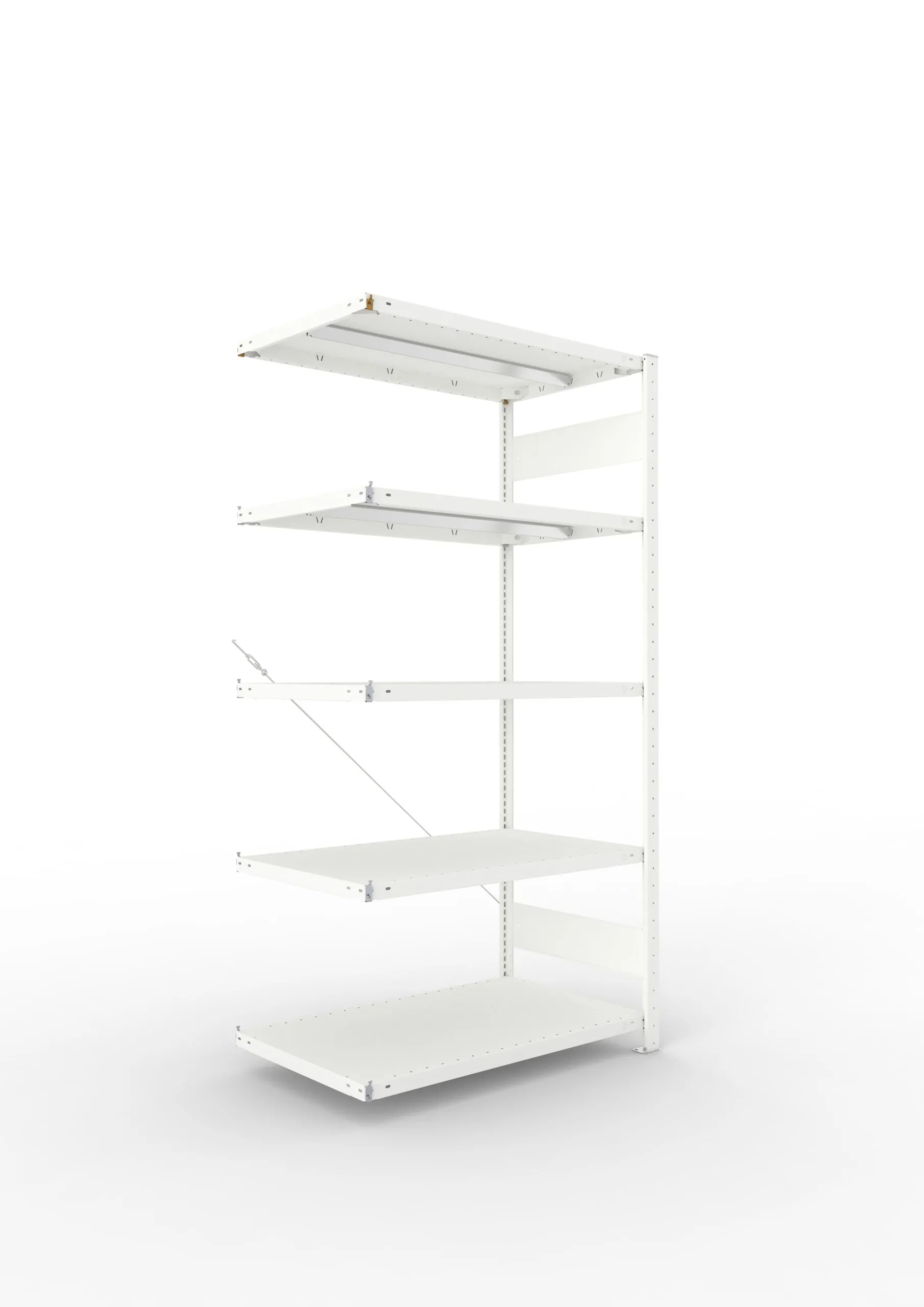 Meta Fachbodenregal Stecksystem CLIP mit vorgefertigten Rahmen | Anbauregal | HxBxT 200x100x60cm | 5 Ebenen | Fachlast 330kg | Einseitig nutzbar | Lichtgrau