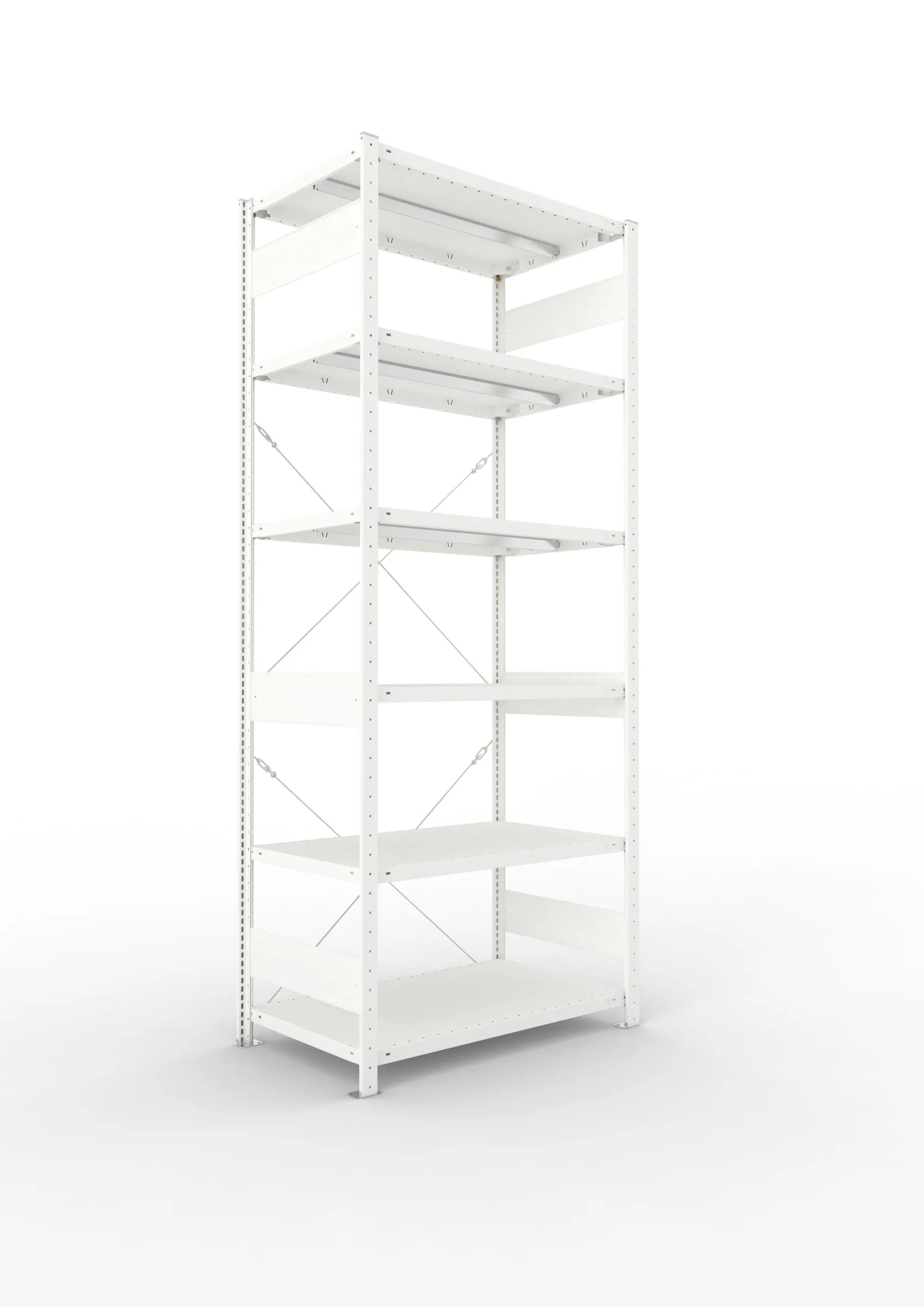 Meta Fachbodenregal Stecksystem CLIP mit vorgefertigten Rahmen | Grundregal | HxBxT 250x100x60cm | 6 Ebenen | Fachlast 330kg | Einseitig nutzbar | Lichtgrau