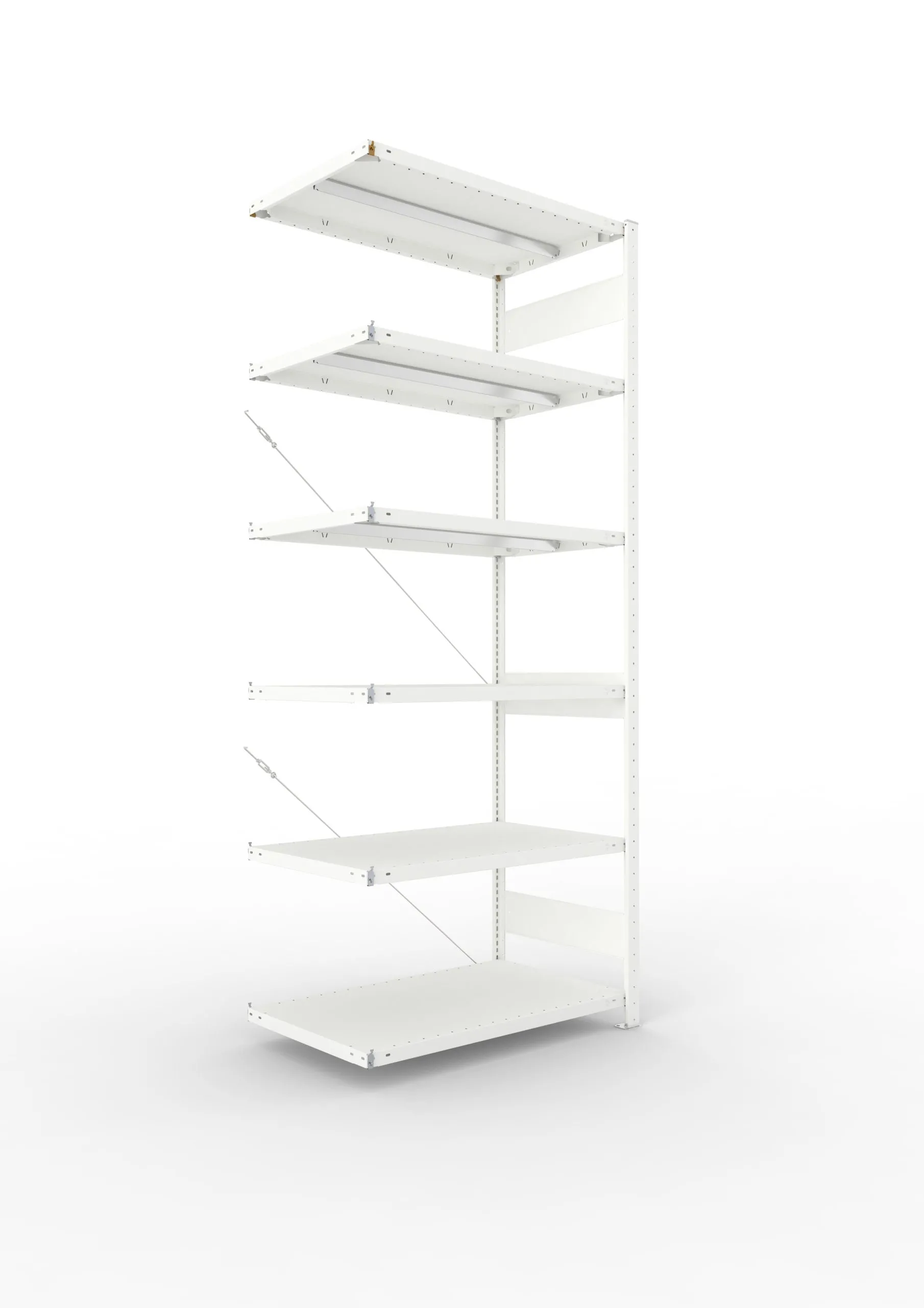 Meta Fachbodenregal Stecksystem CLIP mit vorgefertigten Rahmen | Anbauregal | HxBxT 250x100x60cm | 6 Ebenen | Fachlast 330kg | Einseitig nutzbar | Lichtgrau