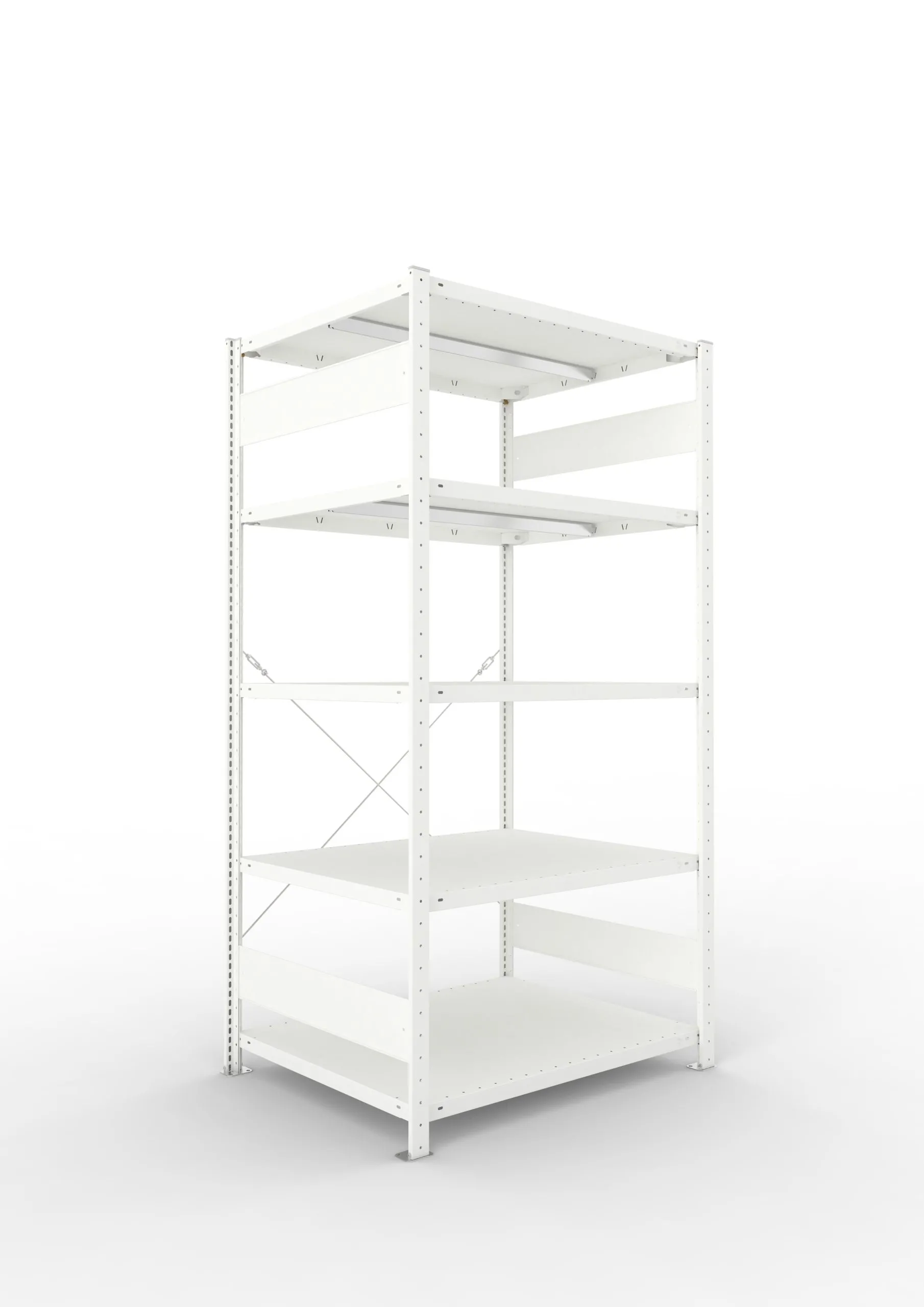 Meta Fachbodenregal Stecksystem CLIP mit vorgefertigten Rahmen | Grundregal | HxBxT 200x100x80cm | 5 Ebenen | Fachlast 330kg | Einseitig nutzbar | Lichtgrau