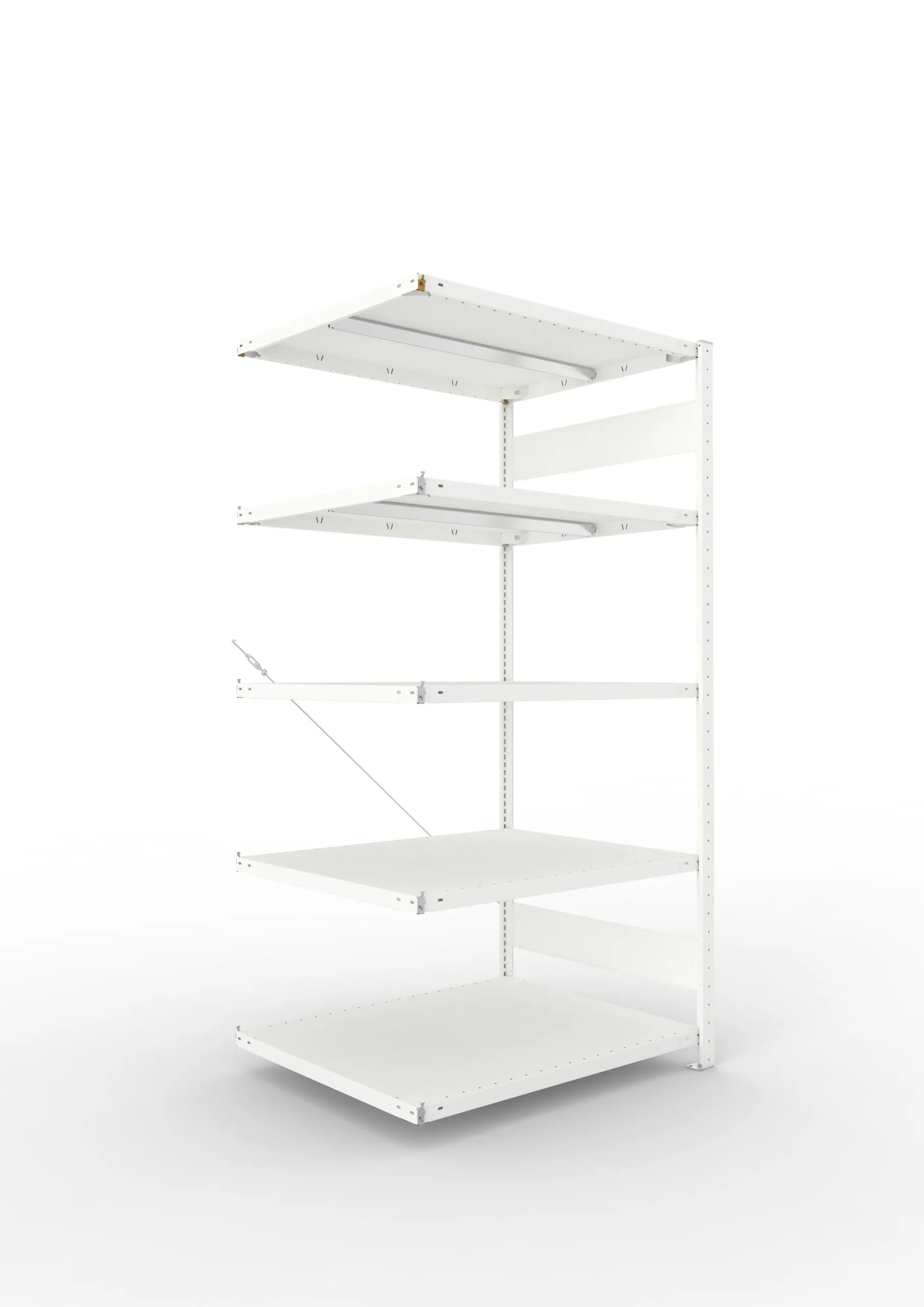 Meta Fachbodenregal Stecksystem CLIP mit vorgefertigten Rahmen | Anbauregal | HxBxT 200x100x80cm | 5 Ebenen | Fachlast 330kg | Einseitig nutzbar | Lichtgrau