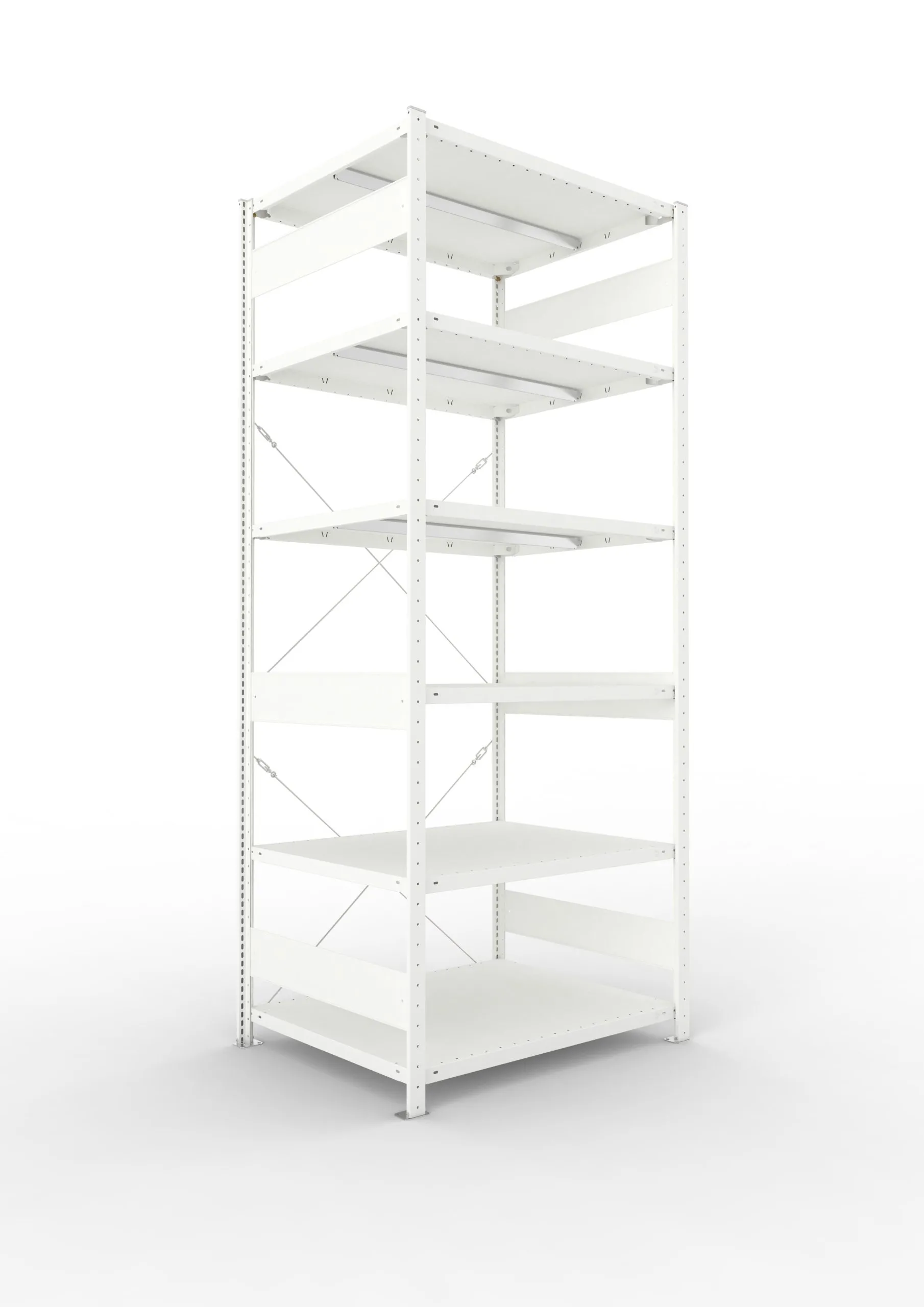 Meta Fachbodenregal Stecksystem CLIP mit vorgefertigten Rahmen | Grundregal | HxBxT 250x100x80cm | 6 Ebenen | Fachlast 330kg | Einseitig nutzbar | Lichtgrau