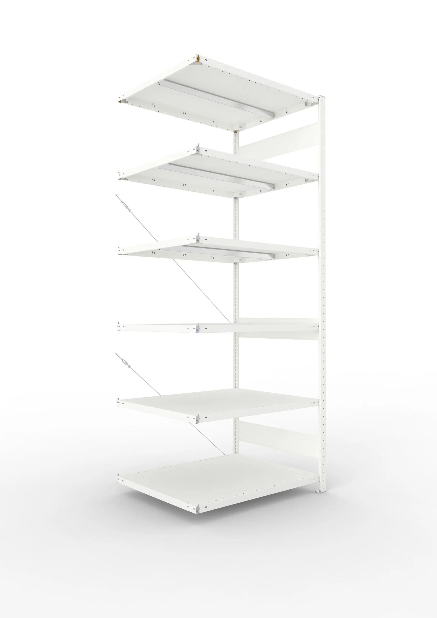 Meta Fachbodenregal Stecksystem CLIP mit vorgefertigten Rahmen | Anbauregal | HxBxT 250x100x80cm | 6 Ebenen | Fachlast 330kg | Einseitig nutzbar | Lichtgrau