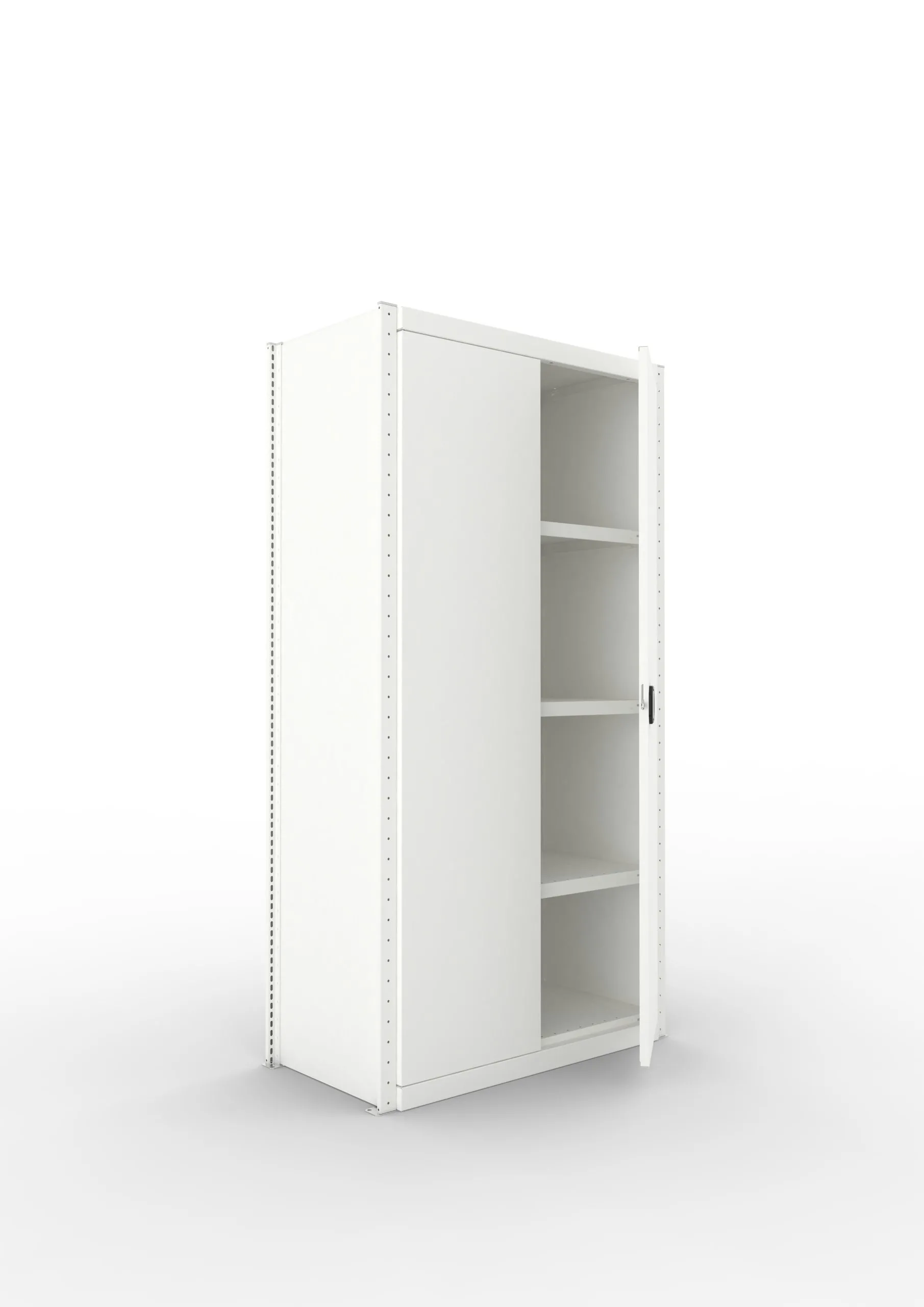 Meta Regal-Schrank-Kombination Stecksystem CLIP | Grundregal | HxBxT 200x100x50cm | 1 Deckboden & 4 Schrankfachböden | Fachlast 100kg | Lichtgrau