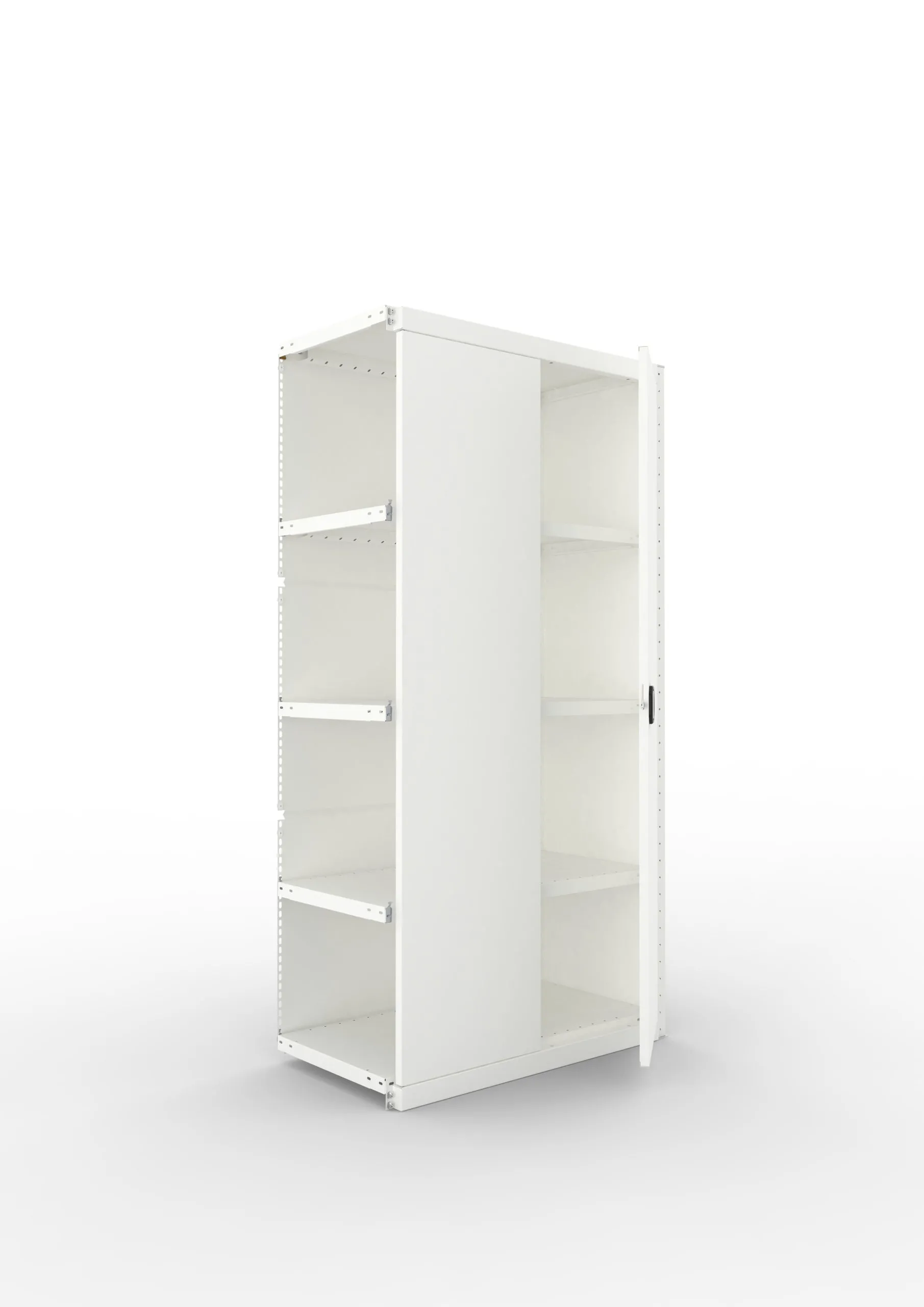 Meta Regal-Schrank-Kombination Stecksystem CLIP | Anbauregal | HxBxT 200x100x50cm | 1 Deckboden & 4 Schrankfachböden | Fachlast 100kg | Lichtgrau