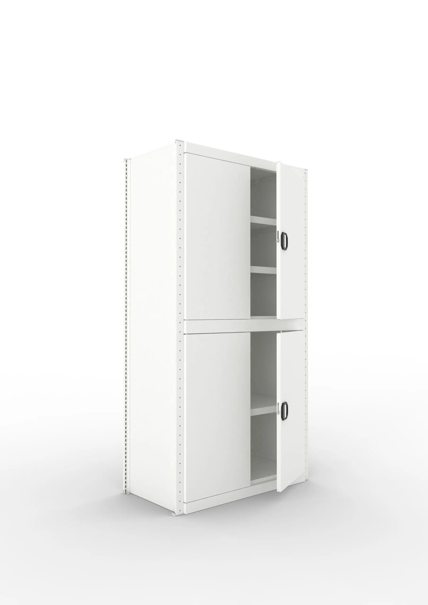 Meta Regal-Schrank-Kombination Stecksystem CLIP | Grundregal | HxBxT 200x100x50cm | 1 Deckboden & 5 Schrankfachböden | Fachlast 100kg | Lichtgrau