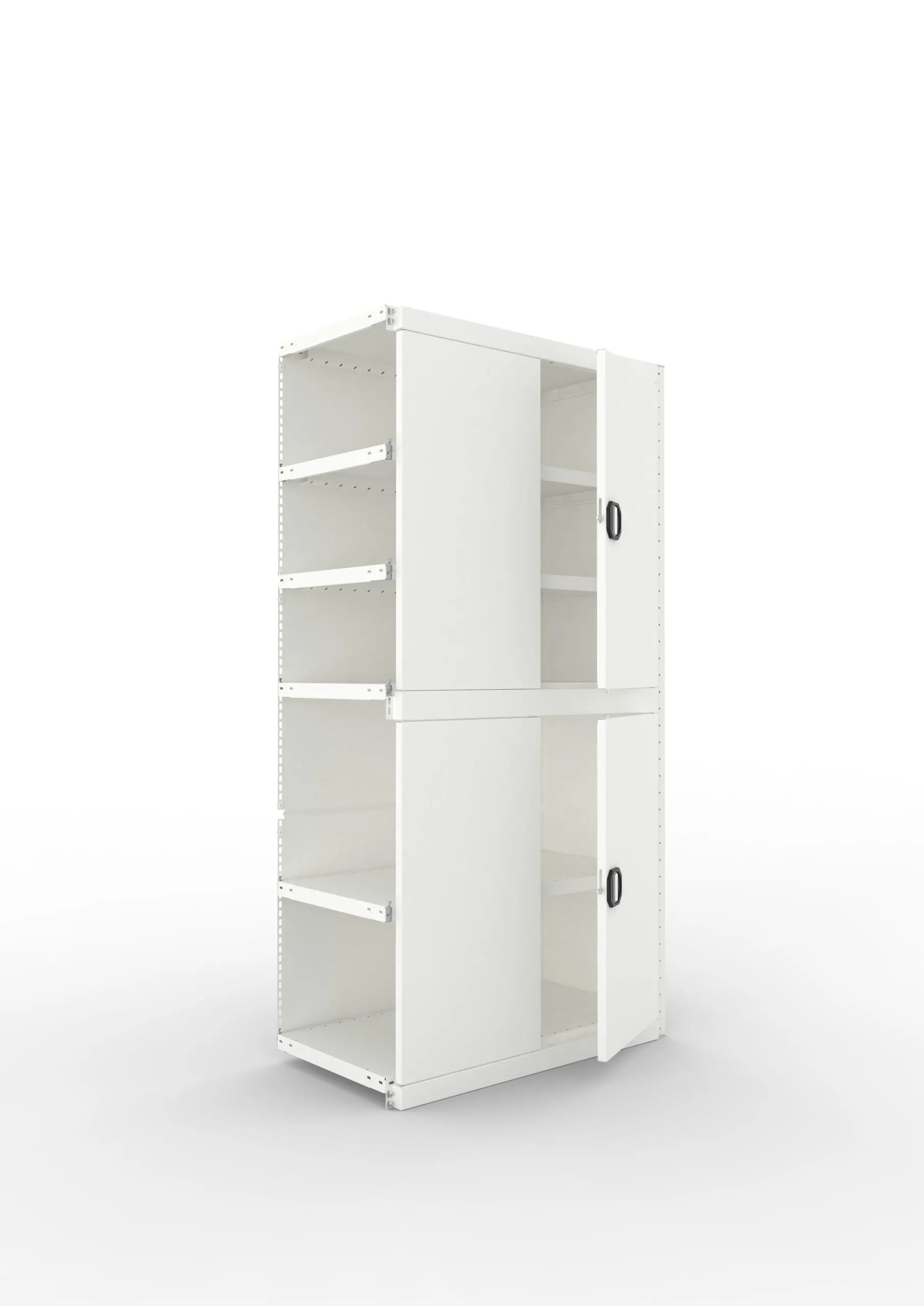 Meta Regal-Schrank-Kombination Stecksystem CLIP | Anbauregal | HxBxT 200x100x50cm | 1 Deckboden & 5 Schrankfachböden | Fachlast 100kg | Lichtgrau