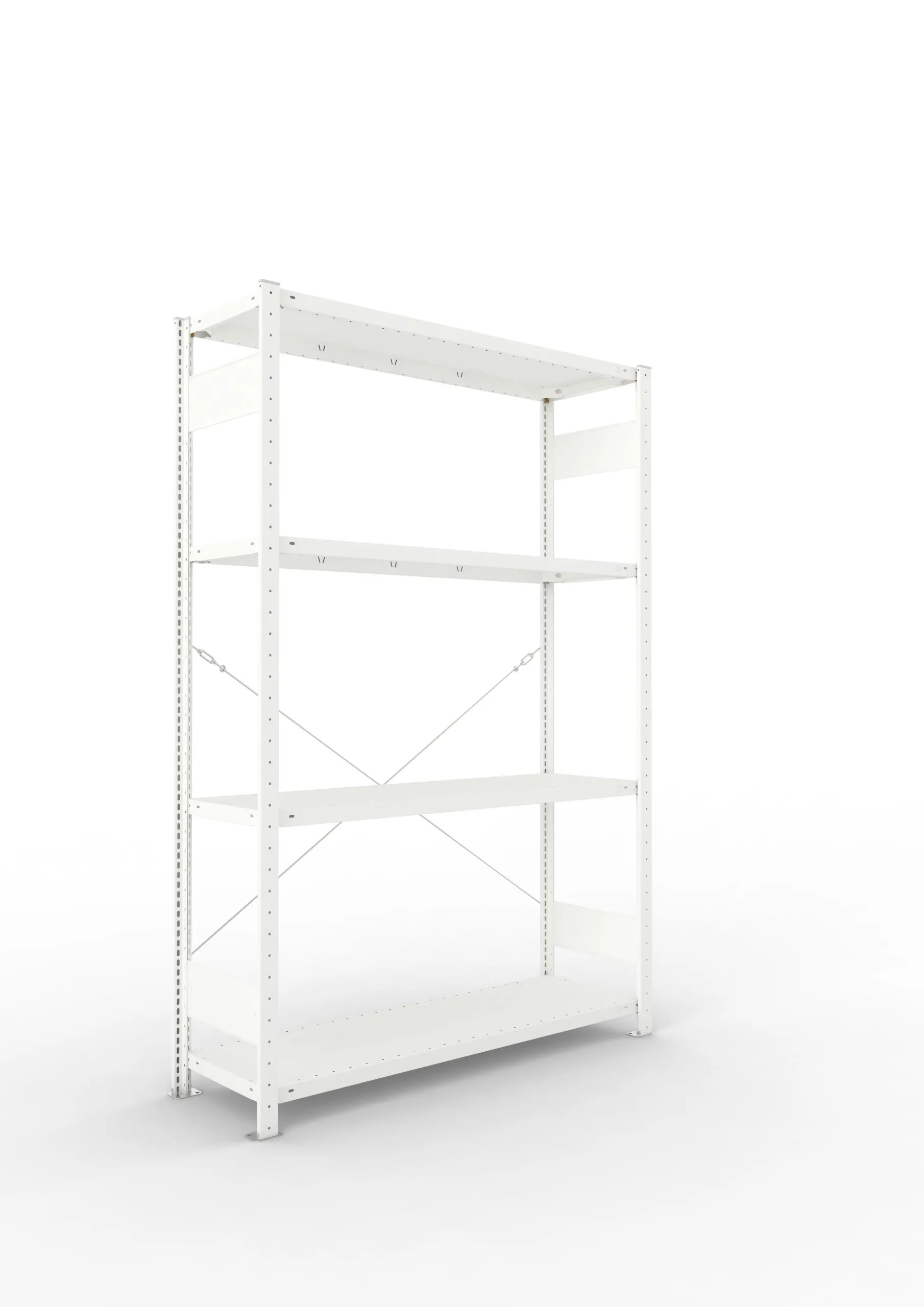 Meta Fachbodenregal Stecksystem CLIP mit vorgefertigten Rahmen | Grundregal | HxBxT 200x130x40cm | 4 Ebenen | Fachlast 230kg | Einseitig nutzbar | Lichtgrau