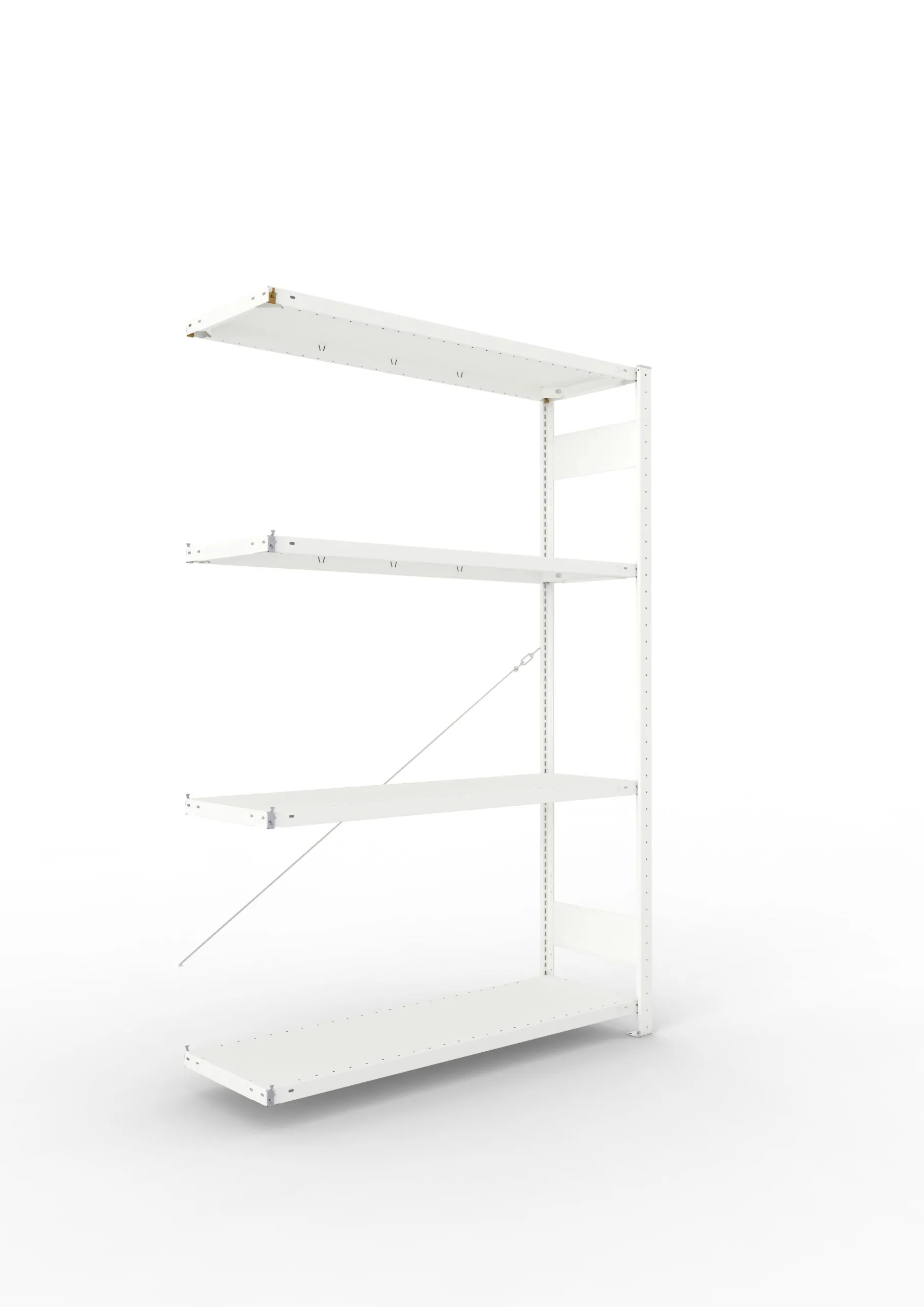 Meta Fachbodenregal Stecksystem CLIP mit vorgefertigten Rahmen | Anbauregal | HxBxT 200x130x40cm | 4 Ebenen | Fachlast 230kg | Einseitig nutzbar | Lichtgrau