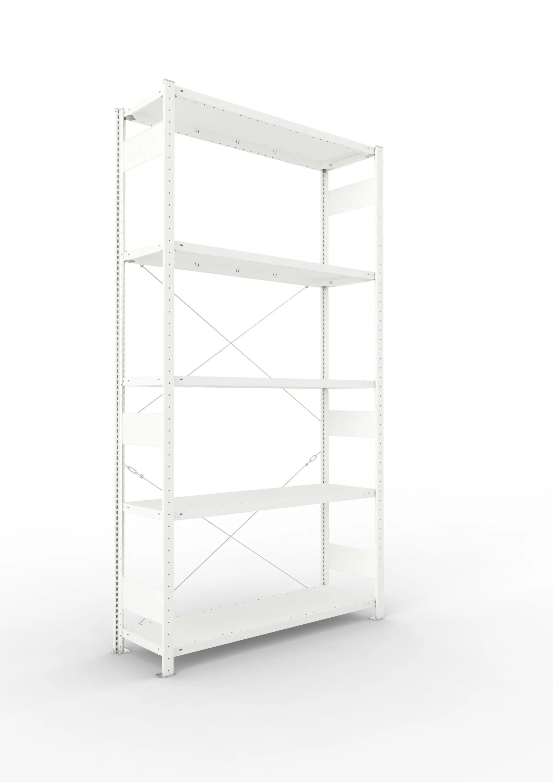 Meta Fachbodenregal Stecksystem CLIP mit vorgefertigten Rahmen | Grundregal | HxBxT 250x130x40cm | 5 Ebenen | Fachlast 230kg | Einseitig nutzbar | Lichtgrau