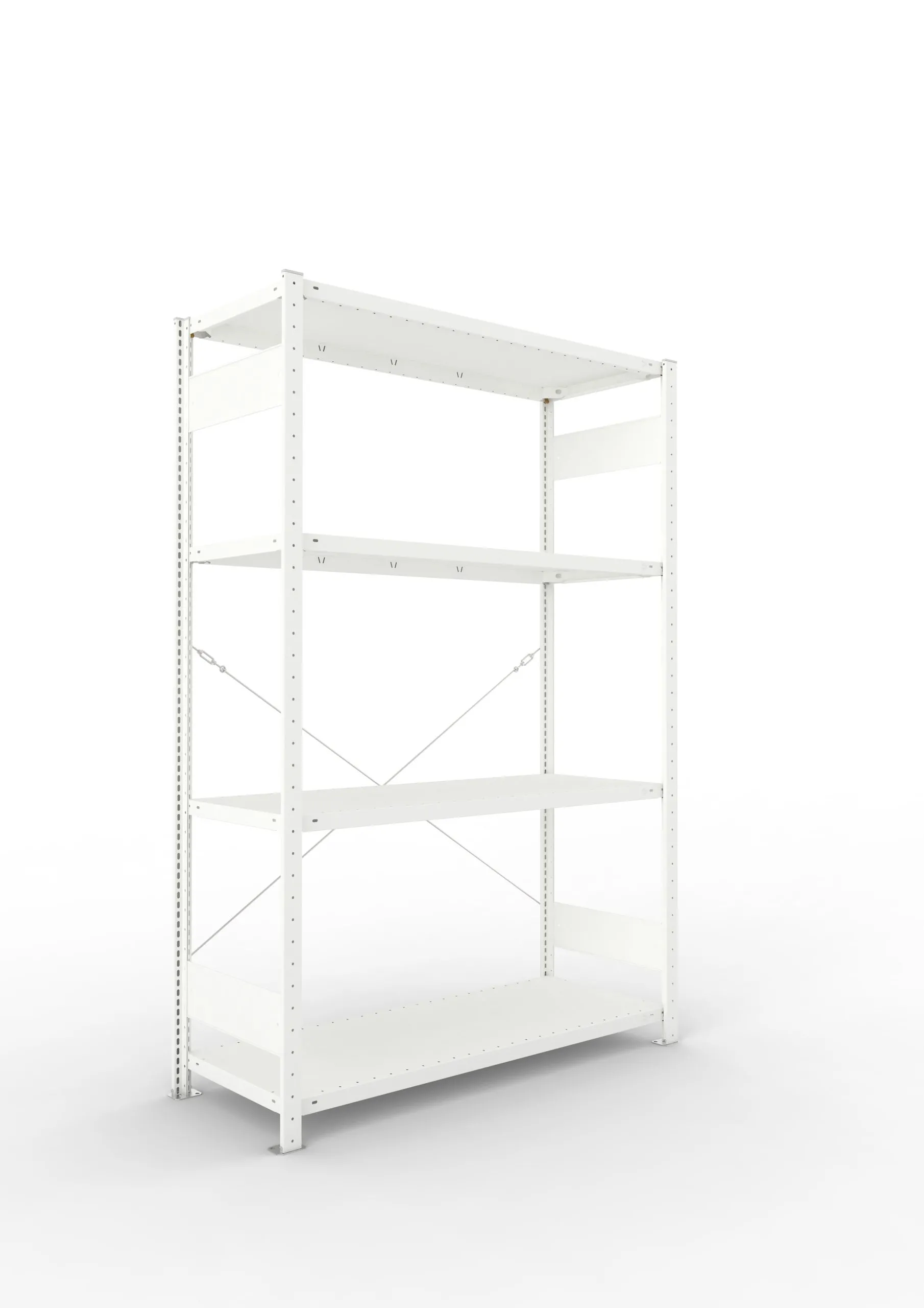 Meta Fachbodenregal Stecksystem CLIP mit vorgefertigten Rahmen | Grundregal | HxBxT 200x130x50cm | 4 Ebenen | Fachlast 230kg | Einseitig nutzbar | Lichtgrau