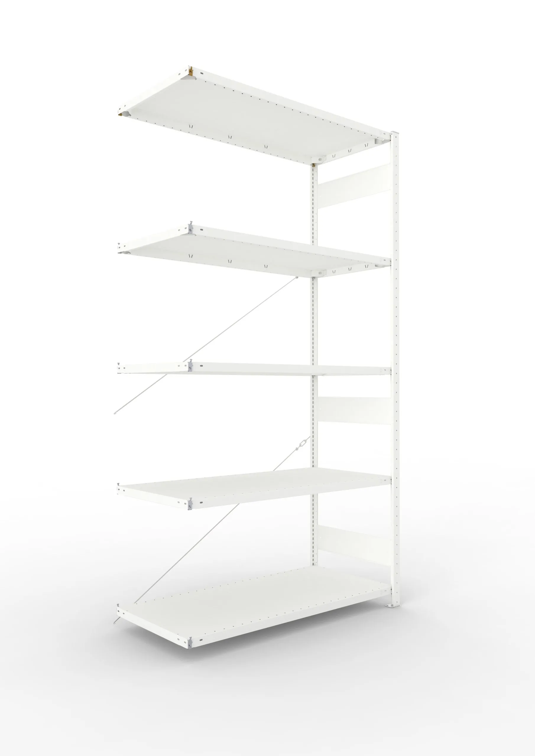 Meta Fachbodenregal Stecksystem CLIP mit vorgefertigten Rahmen | Anbauregal | HxBxT 250x130x60cm | 5 Ebenen | Fachlast 230kg | Einseitig nutzbar | Lichtgrau