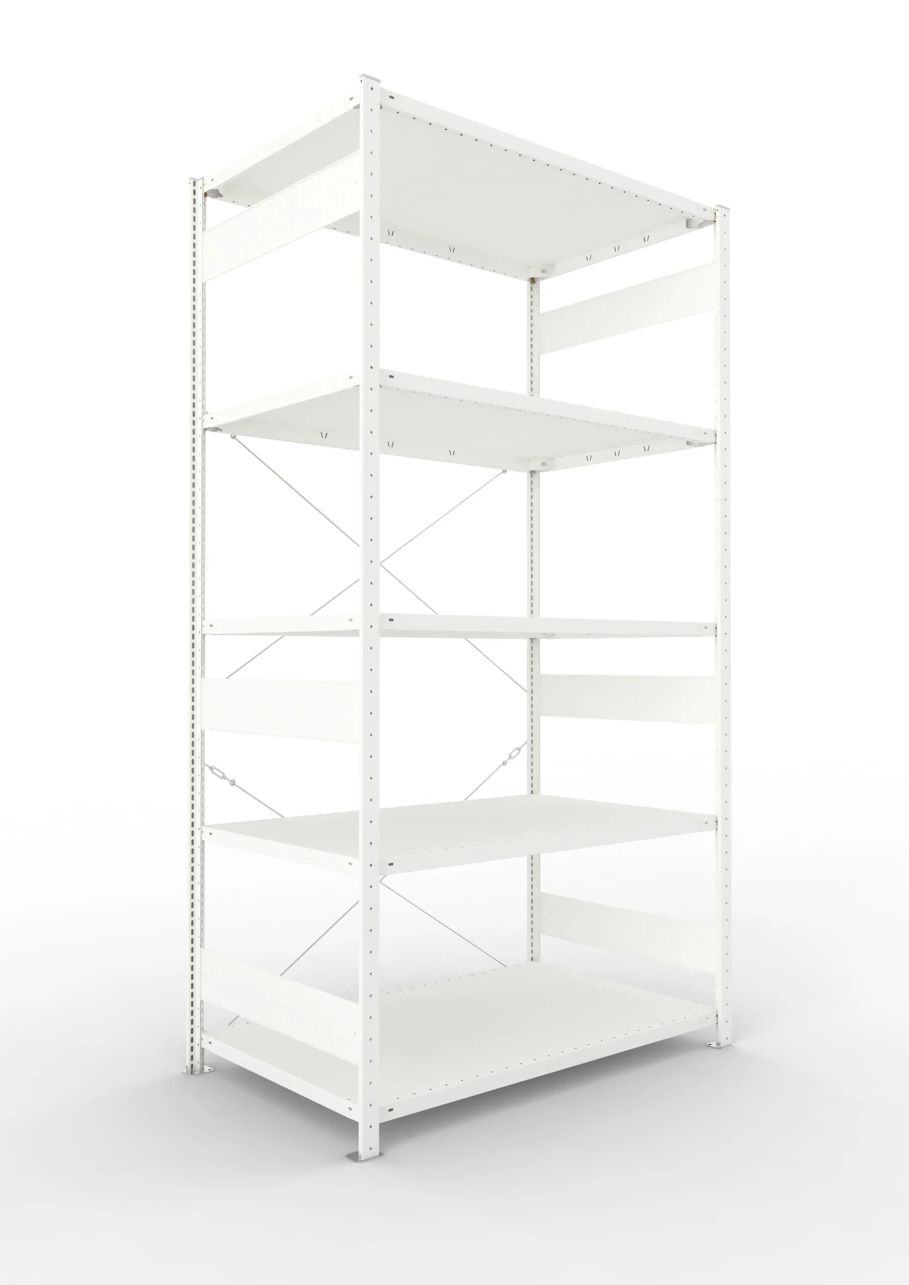 Meta Fachbodenregal Stecksystem CLIP mit vorgefertigten Rahmen | Grundregal | HxBxT 250x130x80cm | 5 Ebenen | Fachlast 230kg | Einseitig nutzbar | Lichtgrau