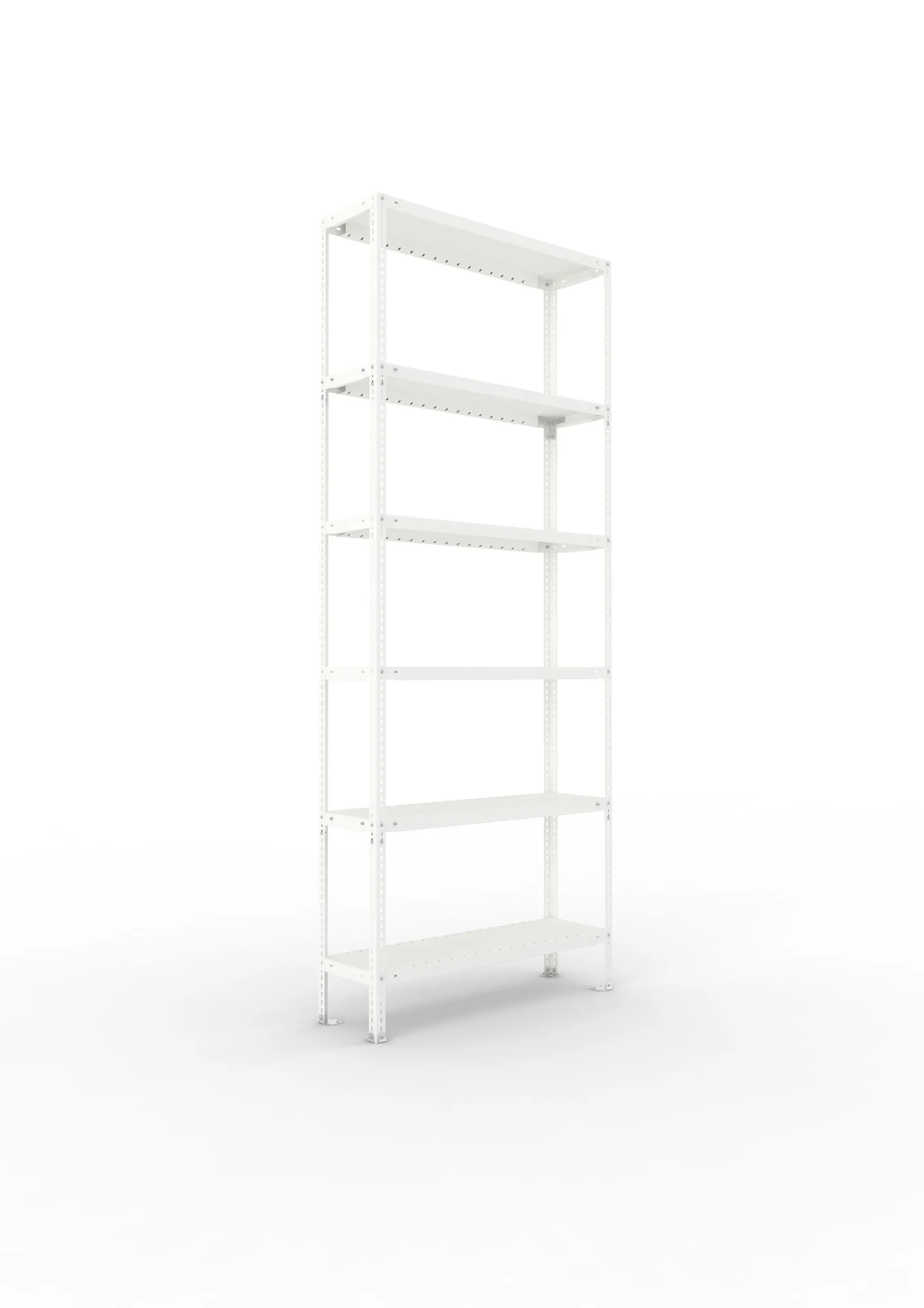 Meta Fachbodenregal Schraubsystem FIX | Grundregal | HxBxT 250x100x30cm | 6 Ebenen | Fachlast 100kg | Einseitig nutzbar | Lichtgrau