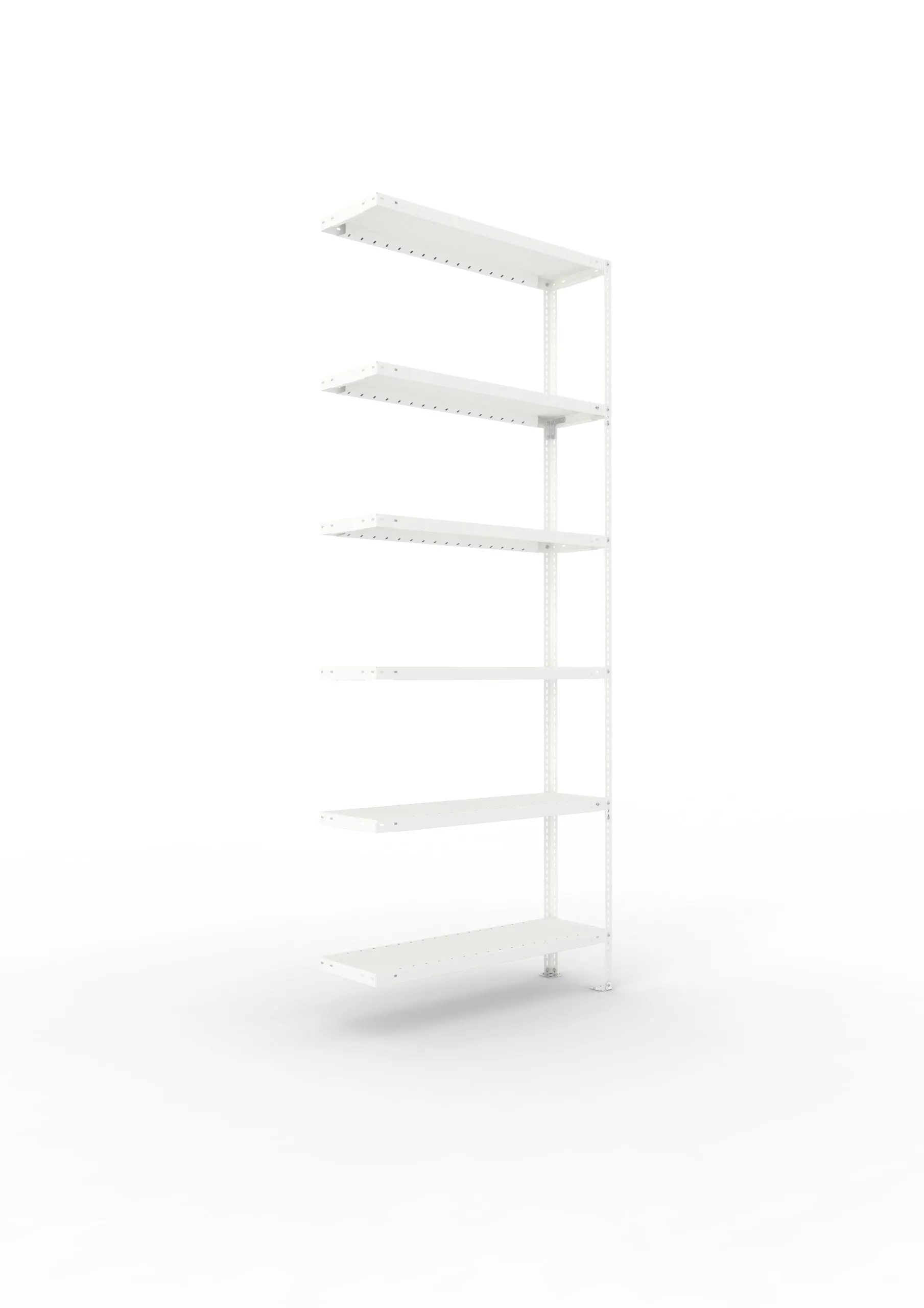 Meta Fachbodenregal Schraubsystem FIX | Anbauregal | HxBxT 250x100x30cm | 6 Ebenen | Fachlast 100kg | Einseitig nutzbar | Lichtgrau