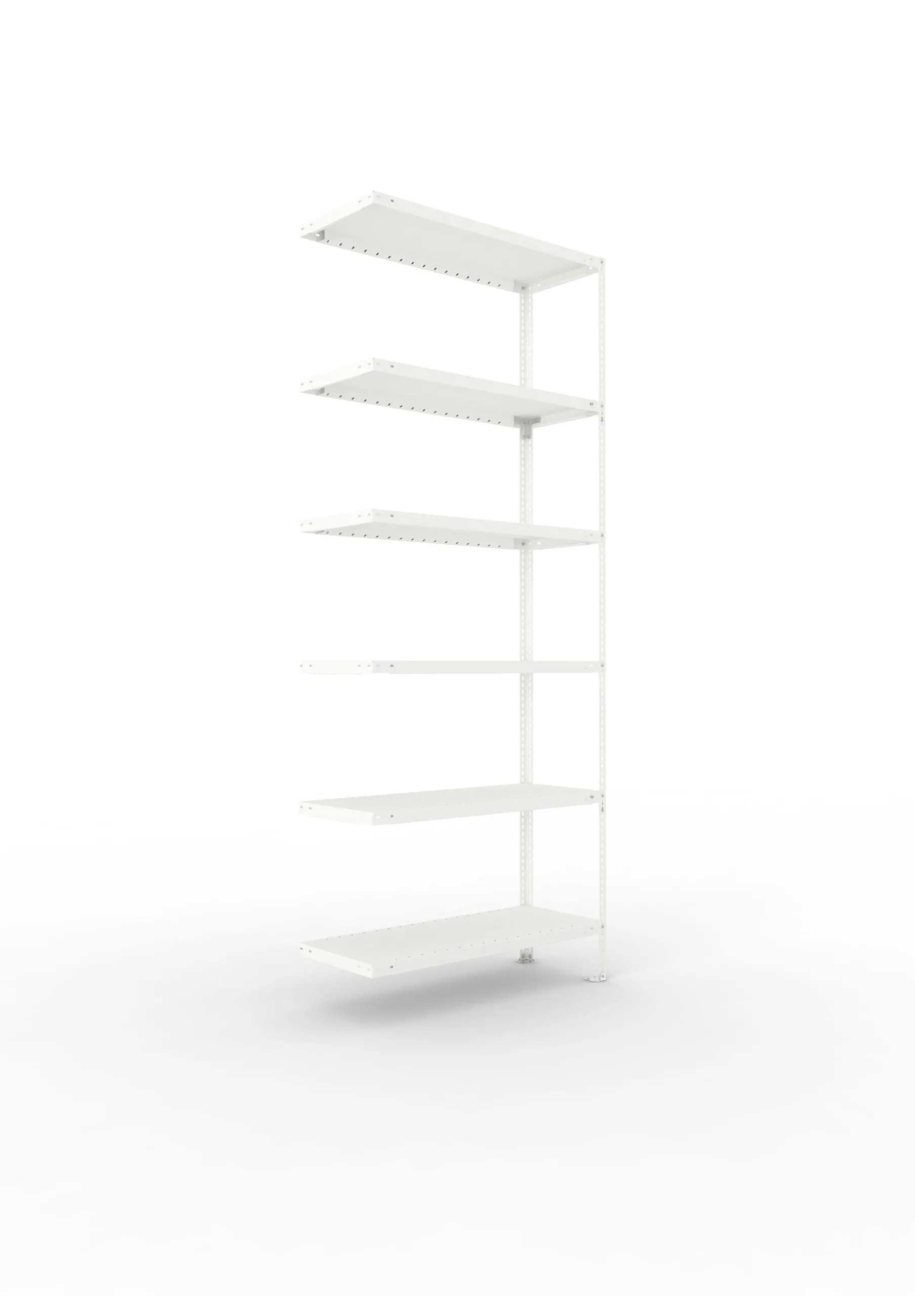 Meta Fachbodenregal Schraubsystem FIX | Anbauregal | HxBxT 250x100x40cm | 6 Ebenen | Fachlast 100kg | Einseitig nutzbar | Lichtgrau