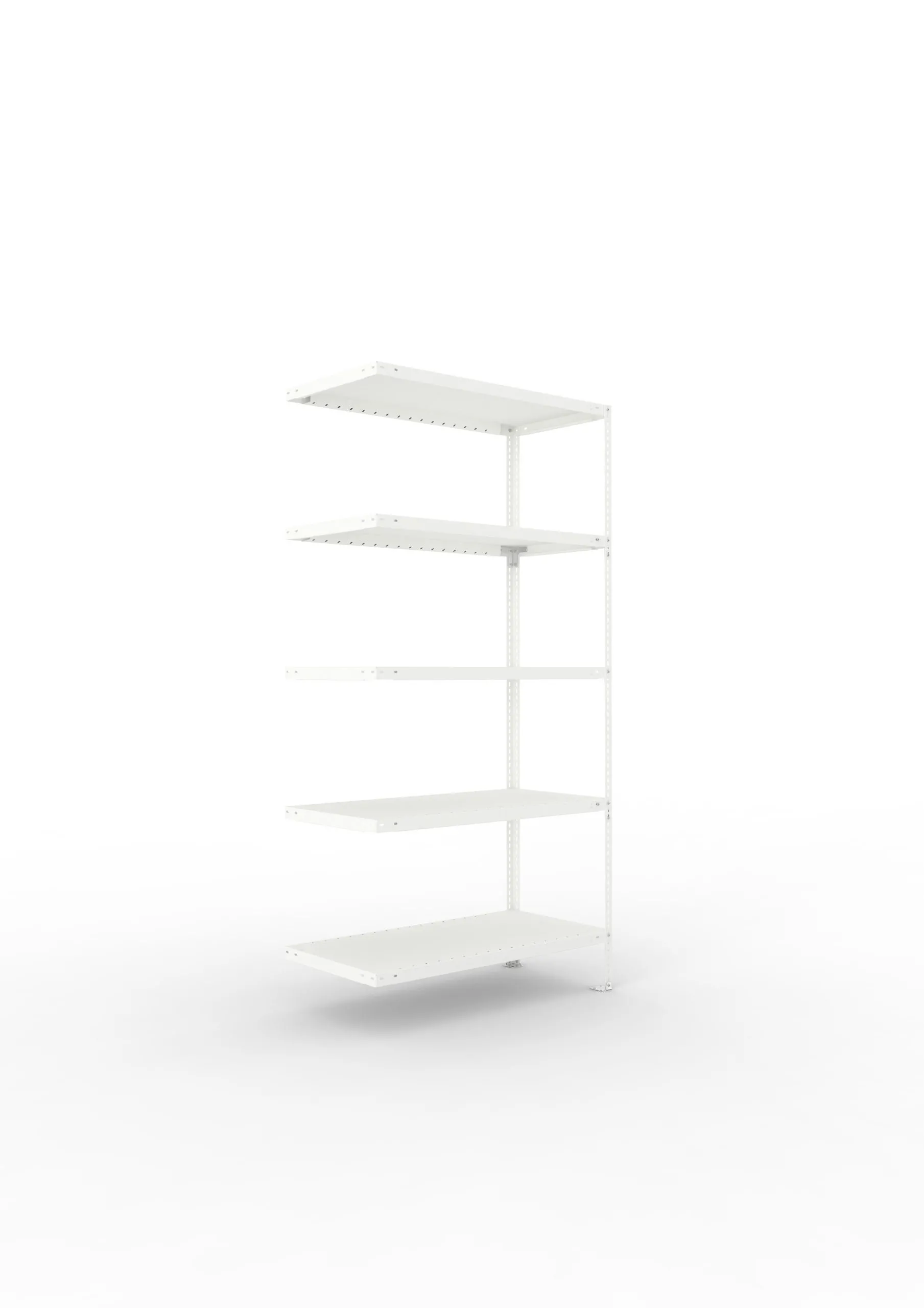 Meta Fachbodenregal Schraubsystem FIX | Anbauregal | HxBxT 200x100x50cm | 5 Ebenen | Fachlast 100kg | Einseitig nutzbar | Lichtgrau