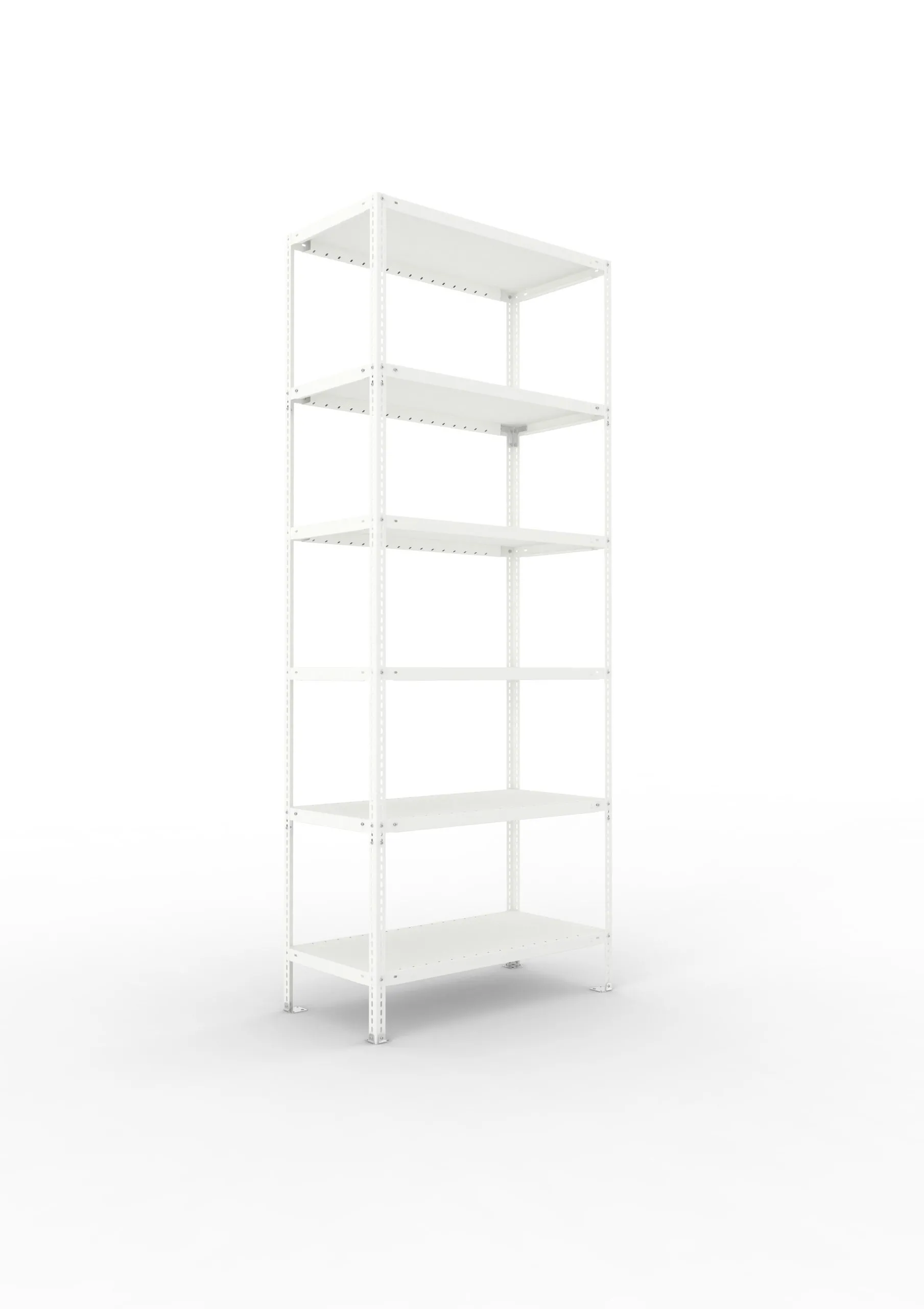 Meta Fachbodenregal Schraubsystem FIX | Grundregal | HxBxT 250x100x50cm | 6 Ebenen | Fachlast 100kg | Einseitig nutzbar | Lichtgrau