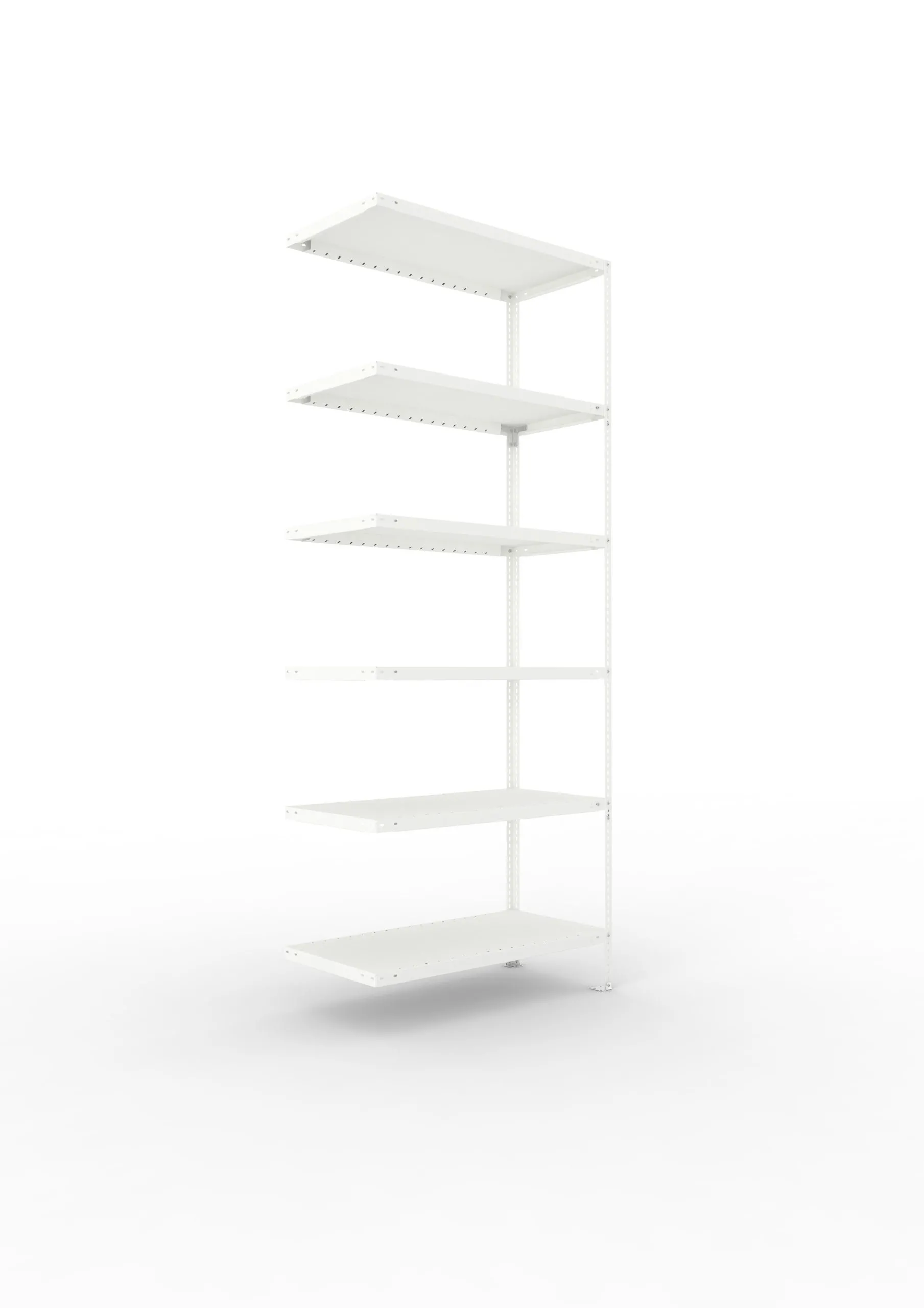 Meta Fachbodenregal Schraubsystem FIX | Anbauregal | HxBxT 250x100x50cm | 6 Ebenen | Fachlast 100kg | Einseitig nutzbar | Lichtgrau