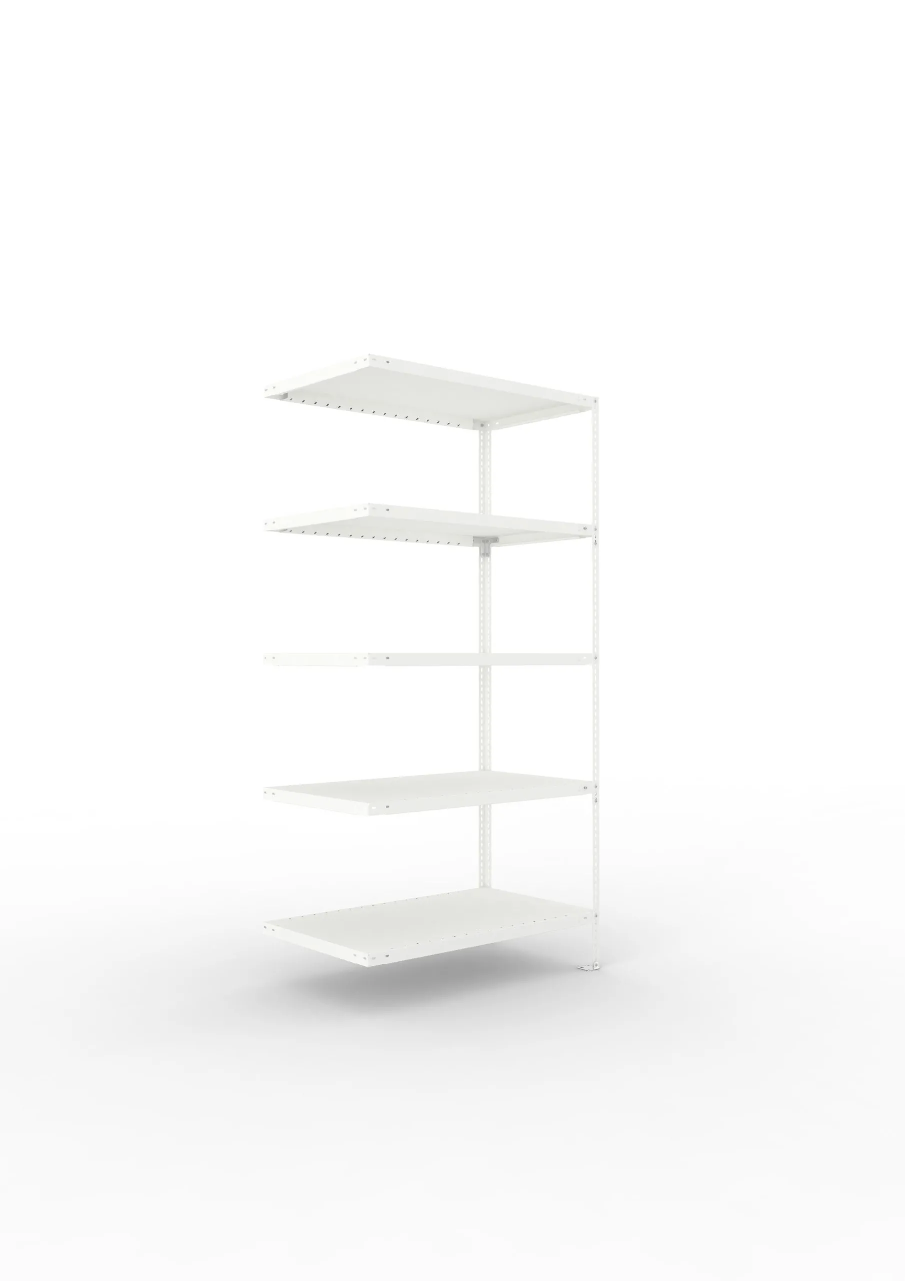 Meta Fachbodenregal Schraubsystem FIX | Anbauregal | HxBxT 200x100x60cm | 5 Ebenen | Fachlast 100kg | Einseitig nutzbar | Lichtgrau