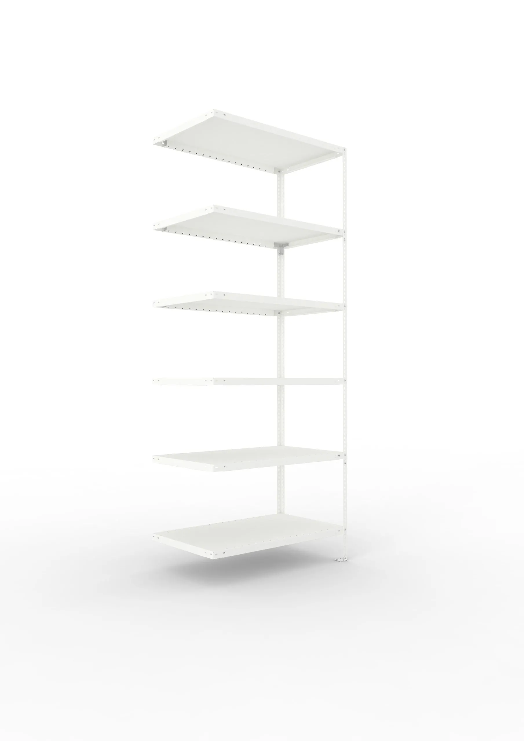 Meta Fachbodenregal Schraubsystem FIX | Anbauregal | HxBxT 250x100x60cm | 6 Ebenen | Fachlast 100kg | Einseitig nutzbar | Lichtgrau