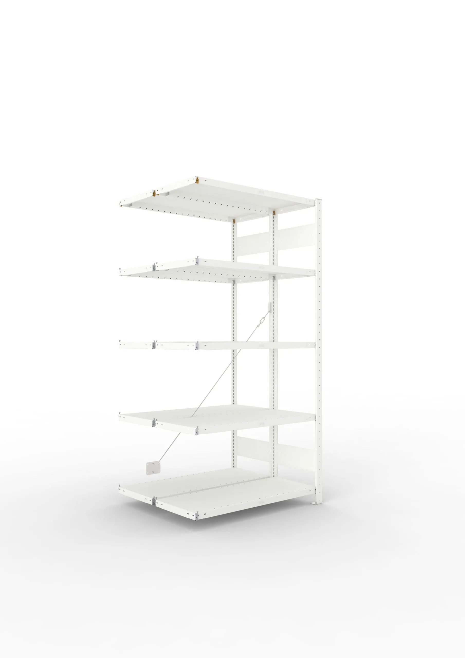 Meta Fachbodenregal Stecksystem CLIP mit vorgefertigten Rahmen | Anbauregal | HxBxT 200x100x80cm | 5 Ebenen | Fachlast 100kg | Doppelseitige Bauart mit Diagonalverstrebung | Lichtgrau