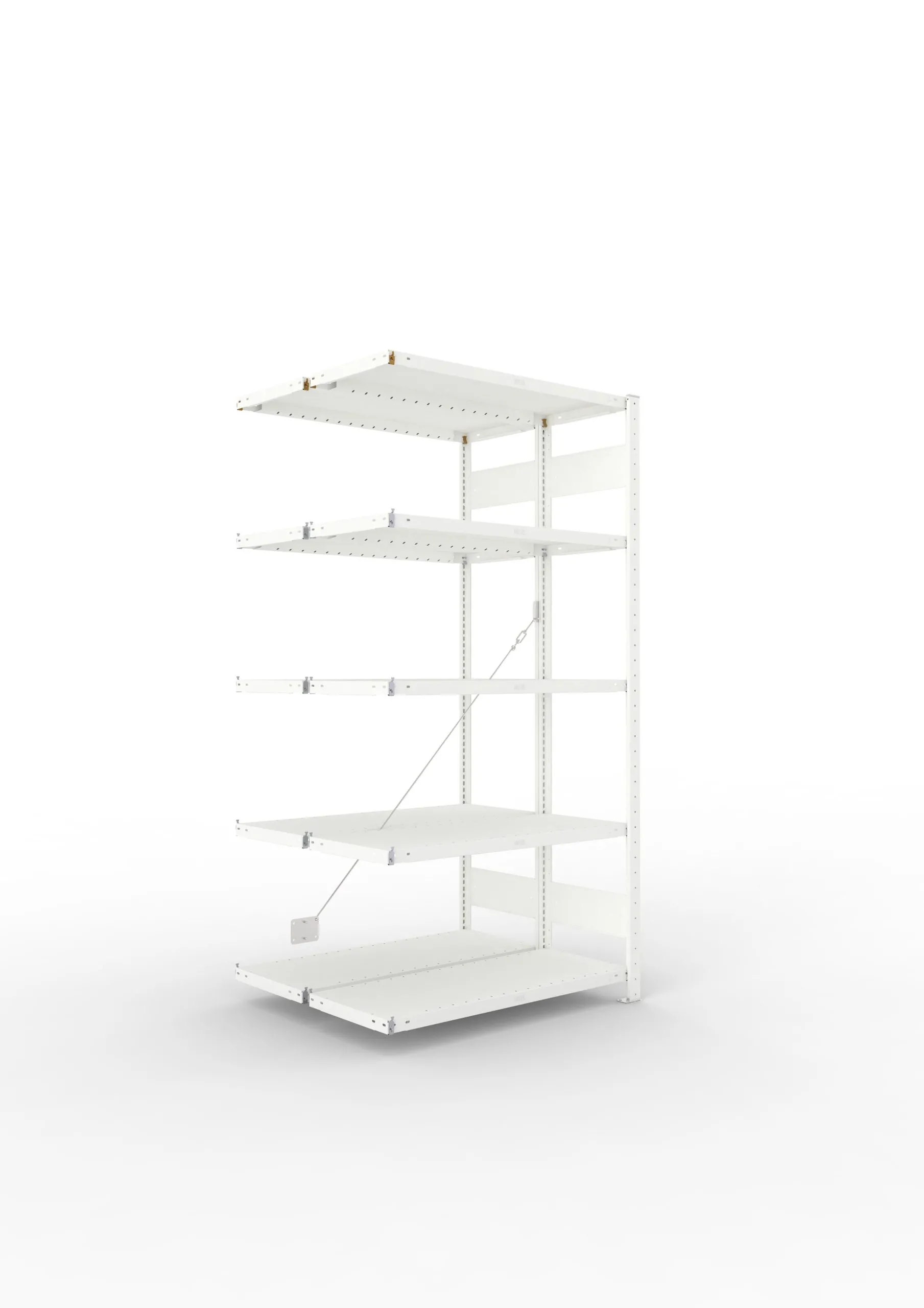 Meta Fachbodenregal Stecksystem CLIP mit vorgefertigten Rahmen | Anbauregal | HxBxT 200x100x80cm | 5 Ebenen | Fachlast 230kg | Doppelseitige Bauart mit Diagonalverstrebung | Lichtgrau