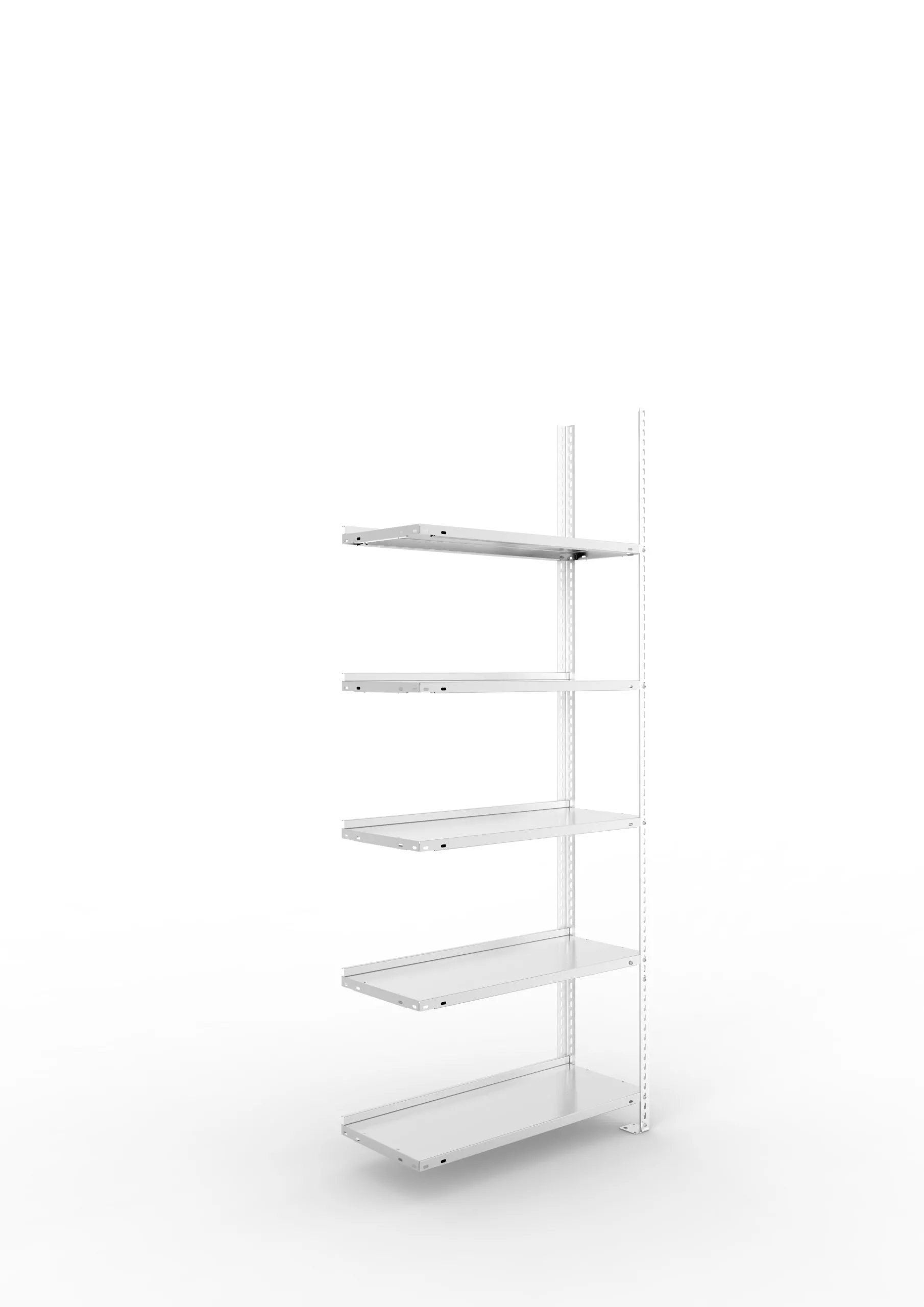 Meta Aktenregal Schraubsystem FIX | Anbauregal | HxBxT 185x75x30cm | 5 Ebenen | Fachlast 80kg | Einseitig nutzbar | Verzinkt