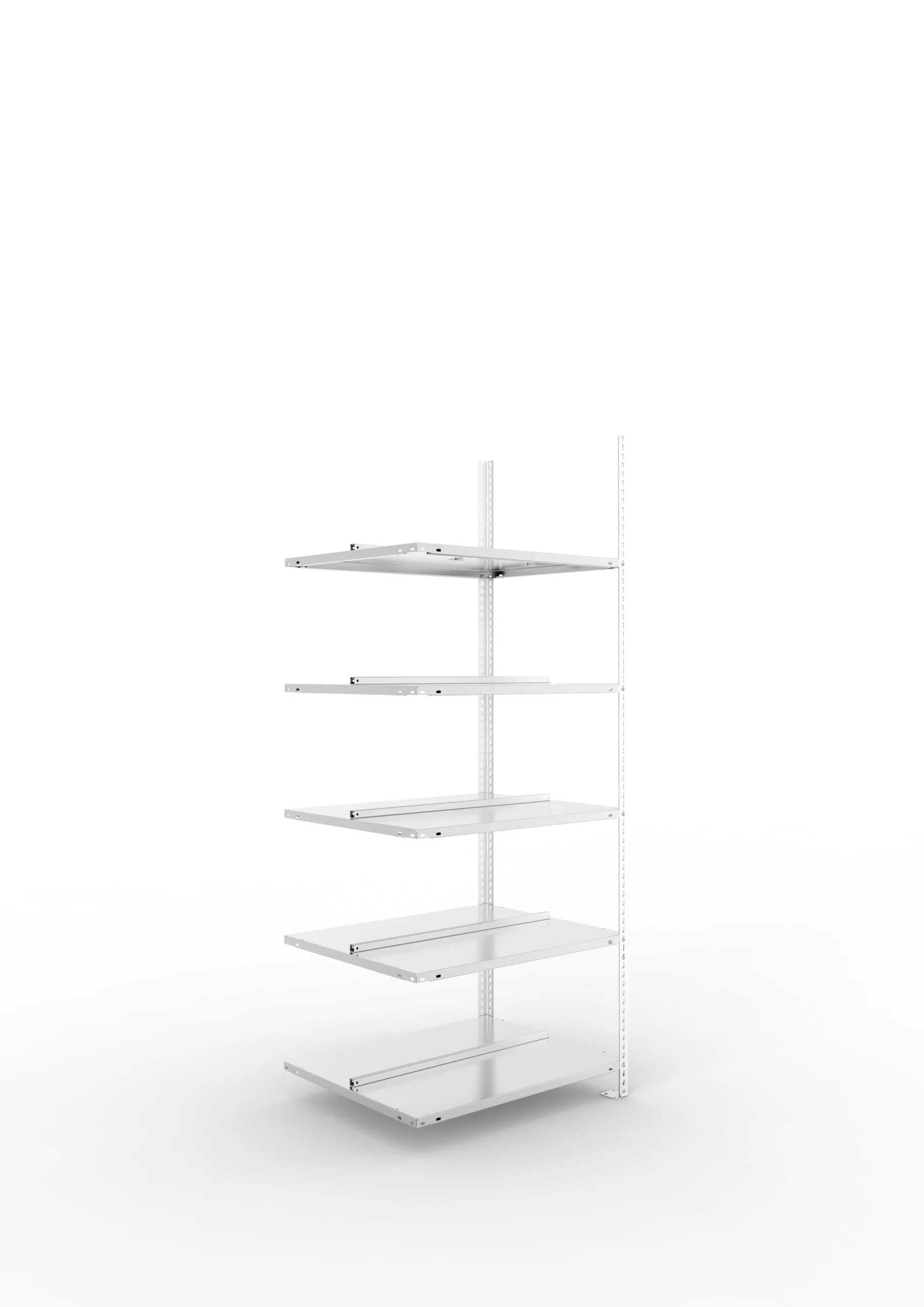 Meta Aktenregal Schraubsystem FIX | Anbauregal | HxBxT 185x75x60cm | 5 Ebenen | Fachlast 80kg | Beidseitig nutzbar | Verzinkt