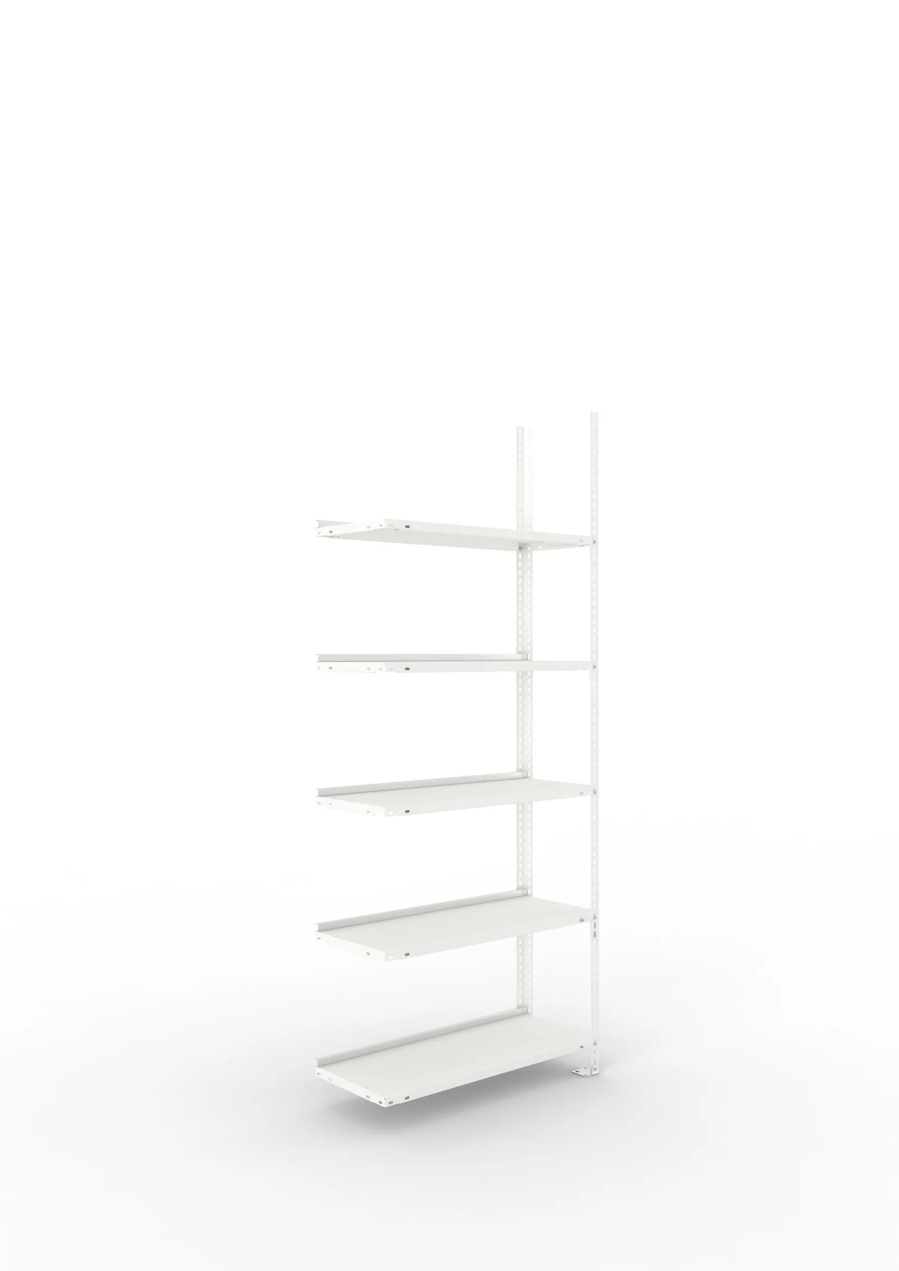 Meta Aktenregal Schraubsystem FIX | Anbauregal | HxBxT 185x75x30cm | 5 Ebenen | Fachlast 80kg | Einseitig nutzbar | Lichtgrau