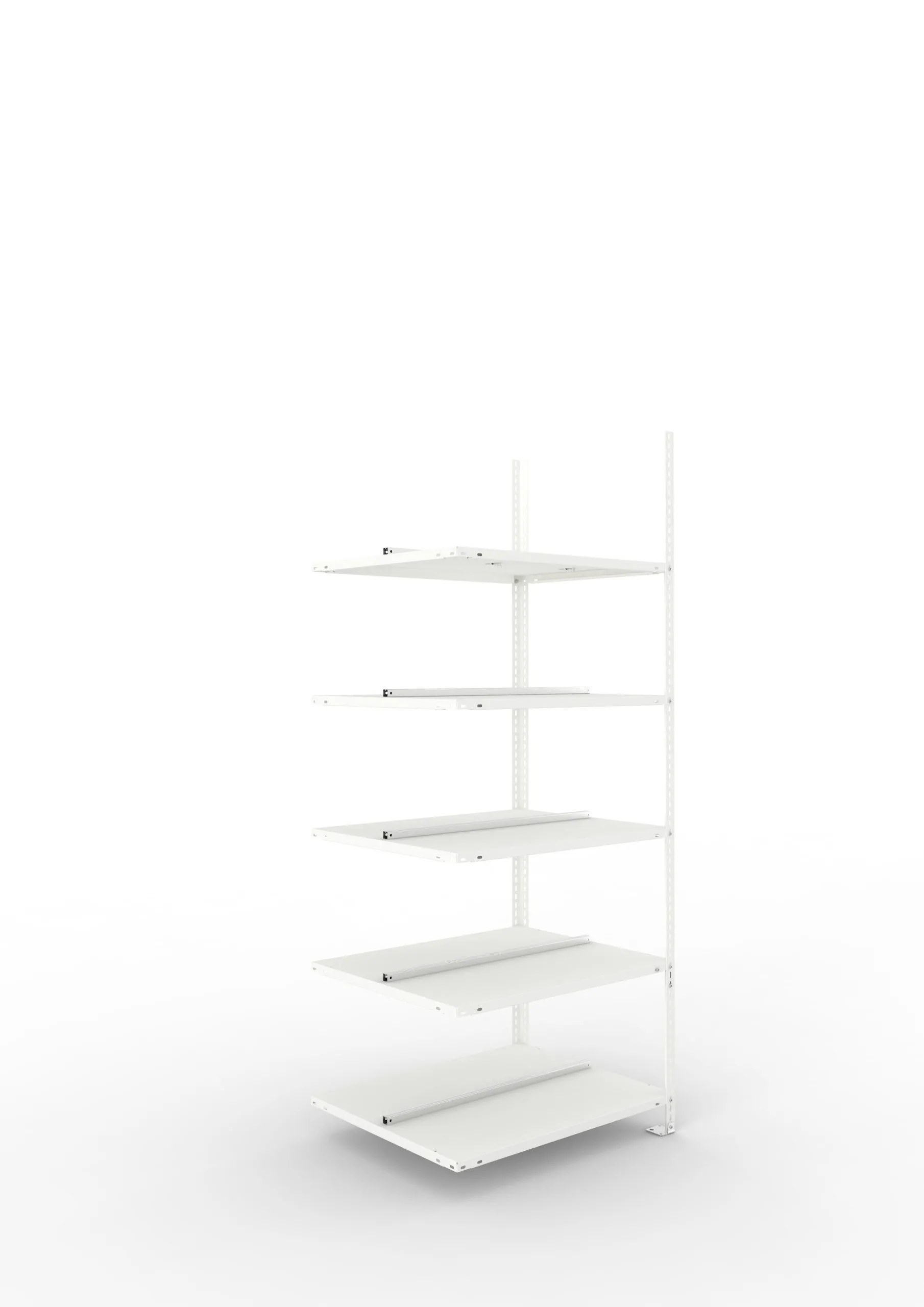 Meta Aktenregal Schraubsystem FIX | Anbauregal | HxBxT 185x75x60cm | 5 Ebenen | Fachlast 80kg | Beidseitig nutzbar | Lichtgrau