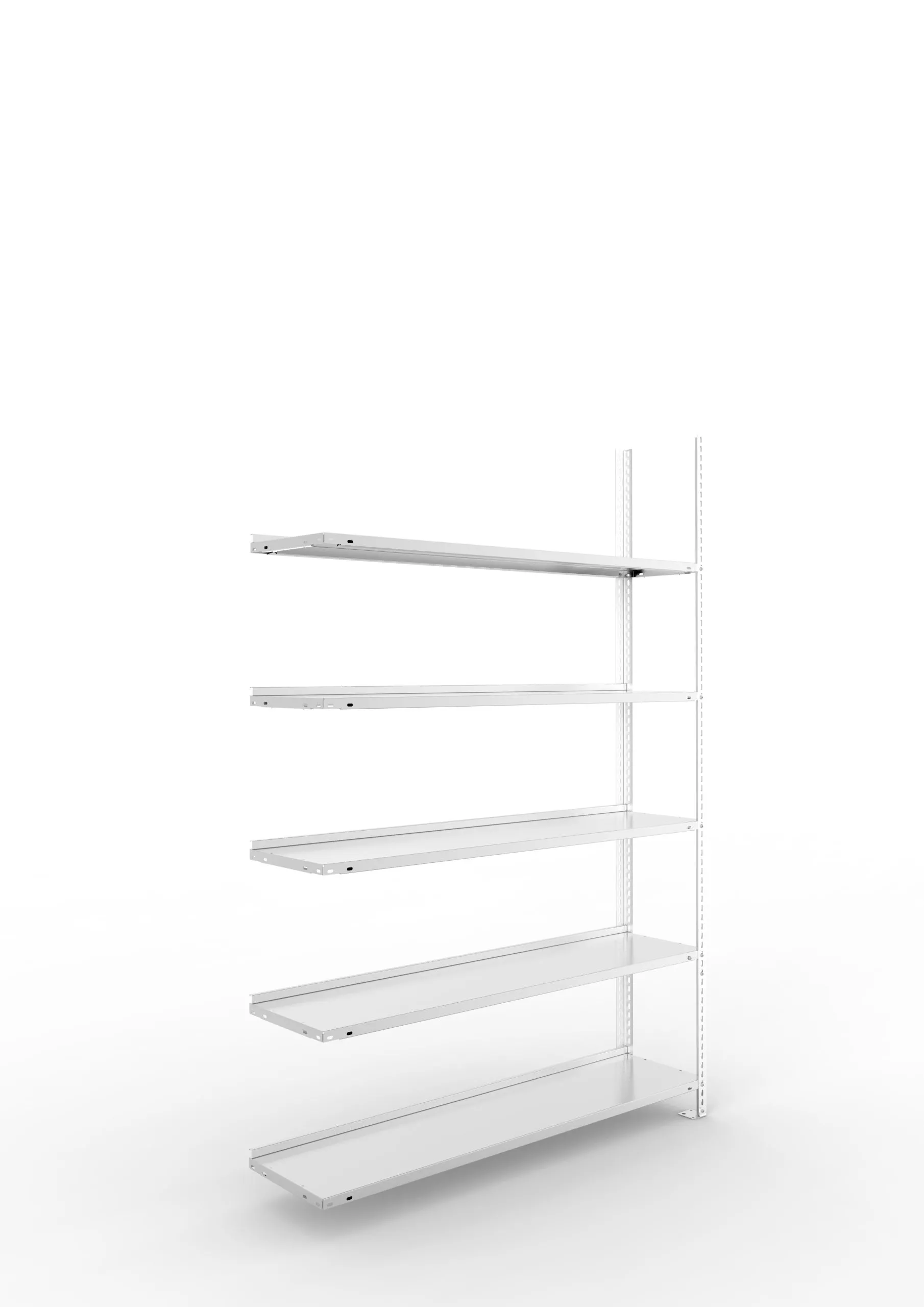 Meta Aktenregal Schraubsystem FIX | Anbauregal | HxBxT 185x125x30cm | 5 Ebenen | Fachlast 80kg | Einseitig nutzbar | Verzinkt