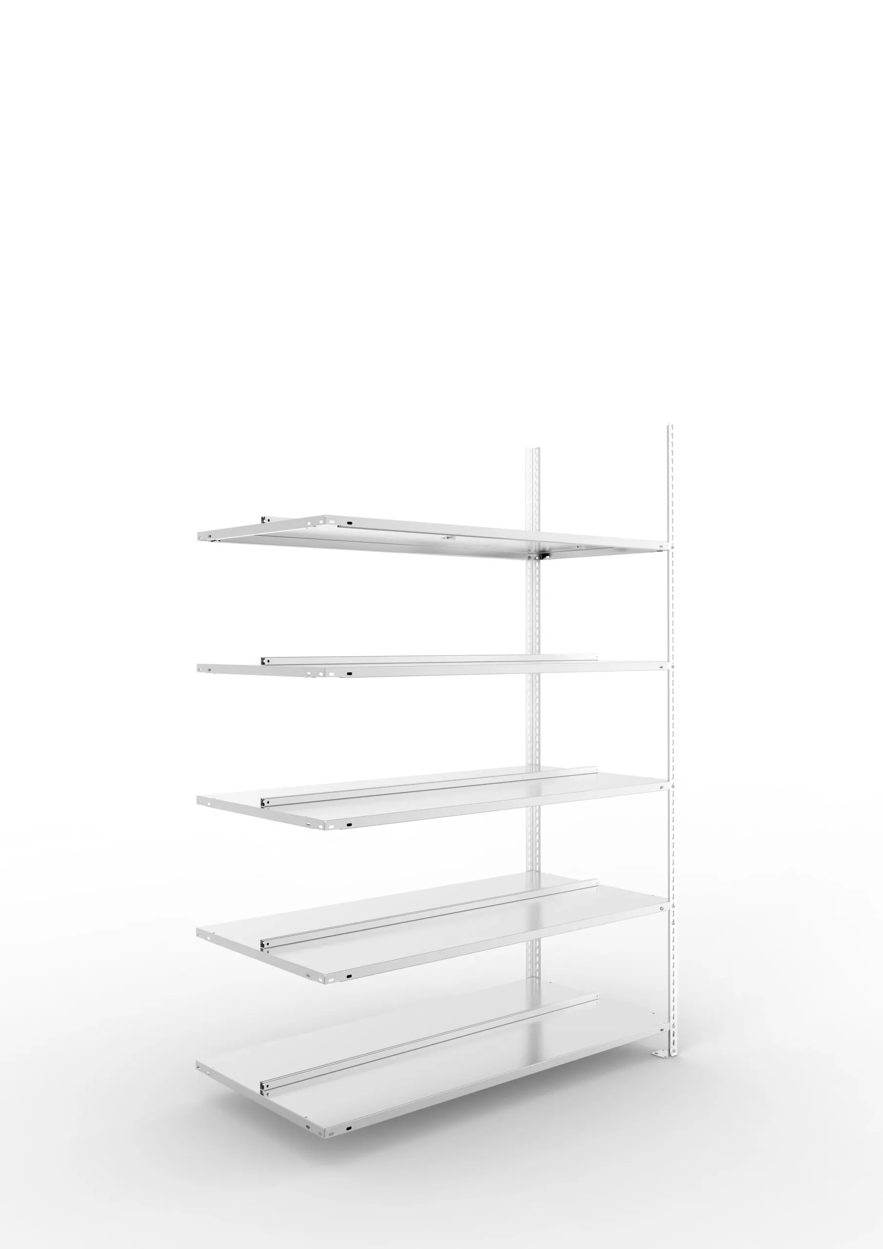 Meta Aktenregal Schraubsystem FIX | Anbauregal | HxBxT 185x125x60cm | 5 Ebenen | Fachlast 100kg | Beidseitig nutzbar | Verzinkt