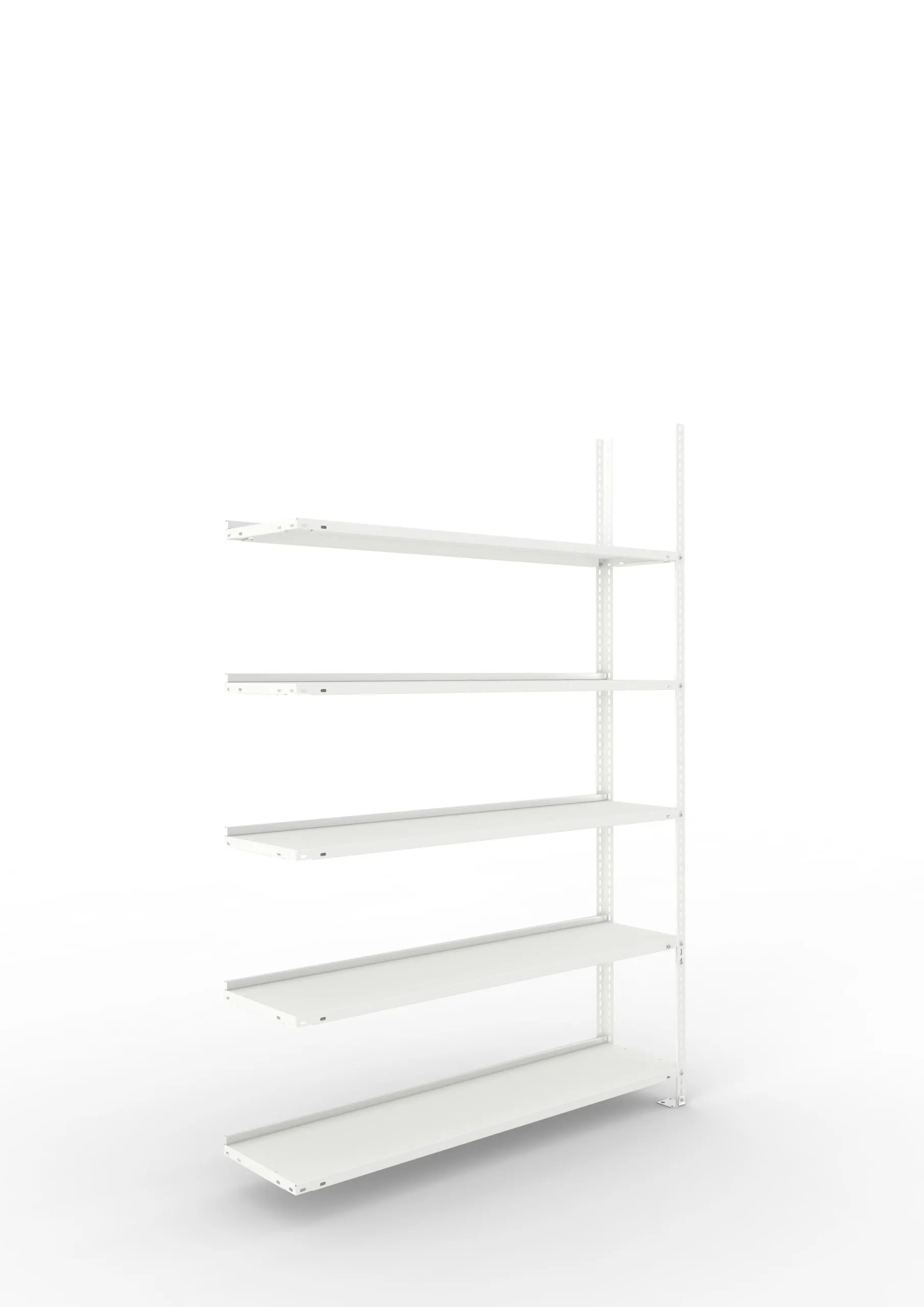 Meta Aktenregal Schraubsystem FIX | Anbauregal | HxBxT 185x125x30cm | 5 Ebenen | Fachlast 80kg | Einseitig nutzbar | Lichtgrau