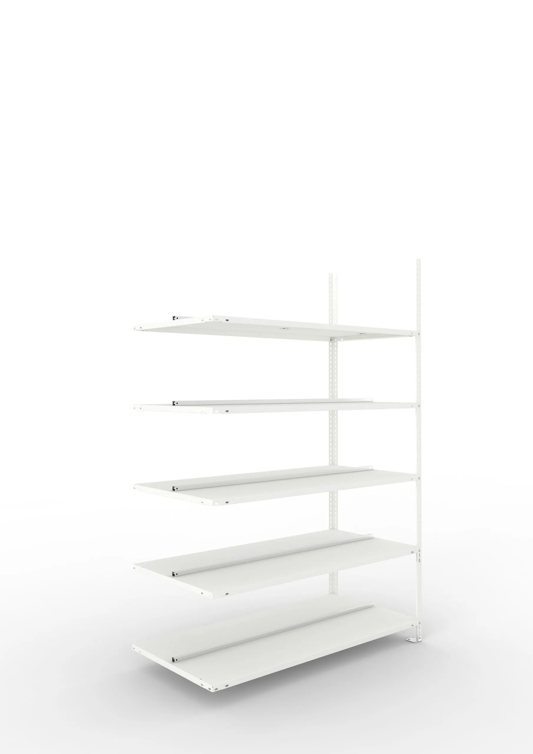 Meta Aktenregal Schraubsystem FIX | Anbauregal | HxBxT 185x125x60cm | 5 Ebenen | Fachlast 100kg | Beidseitig nutzbar | Lichtgrau