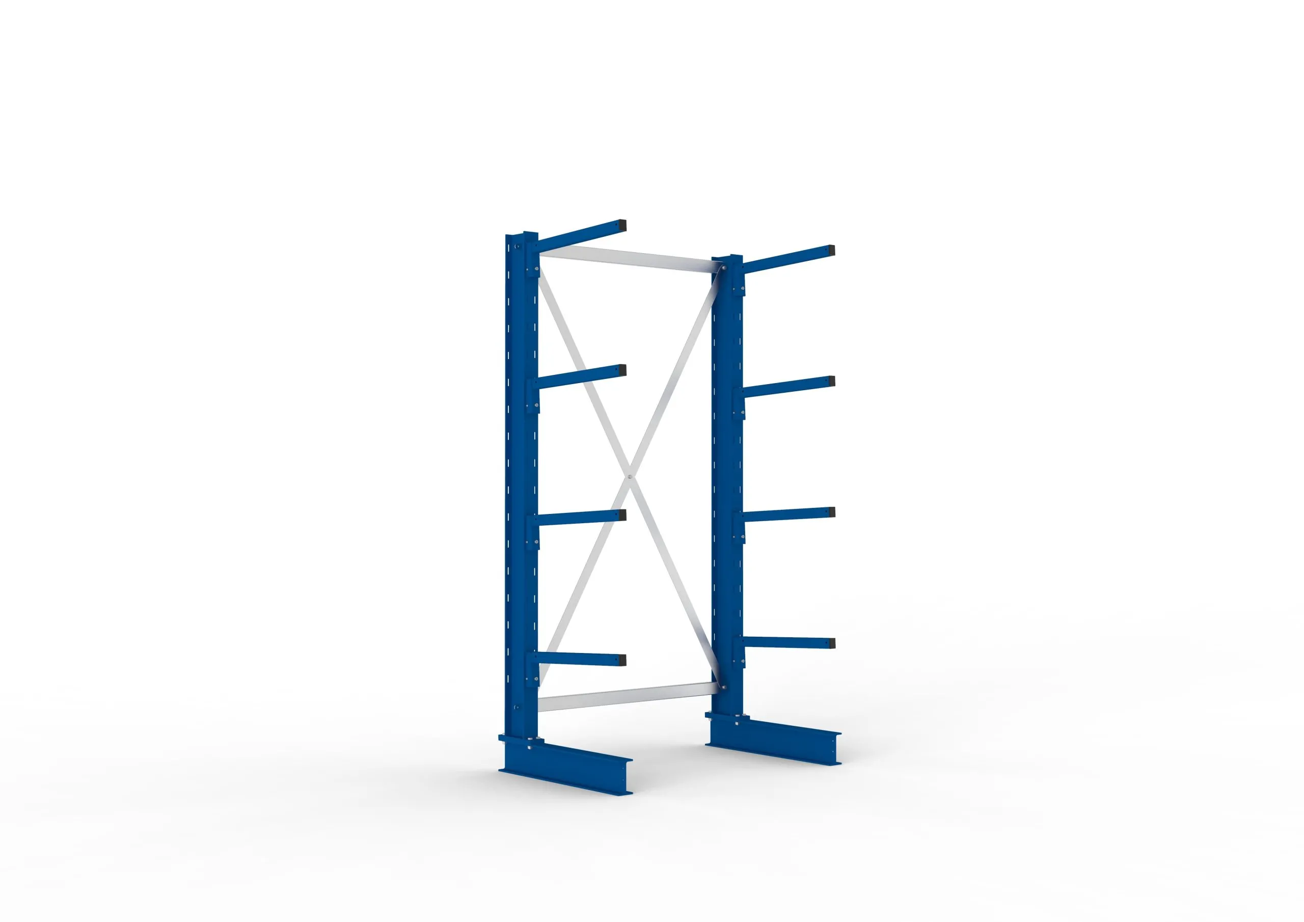 Meta Kragarmregal MULTISTRONG einseitig | Light-Duty | Grundregal | HxBxT 200x100x50cm | 4 Ebenen | Fachlast 175kg | Blau