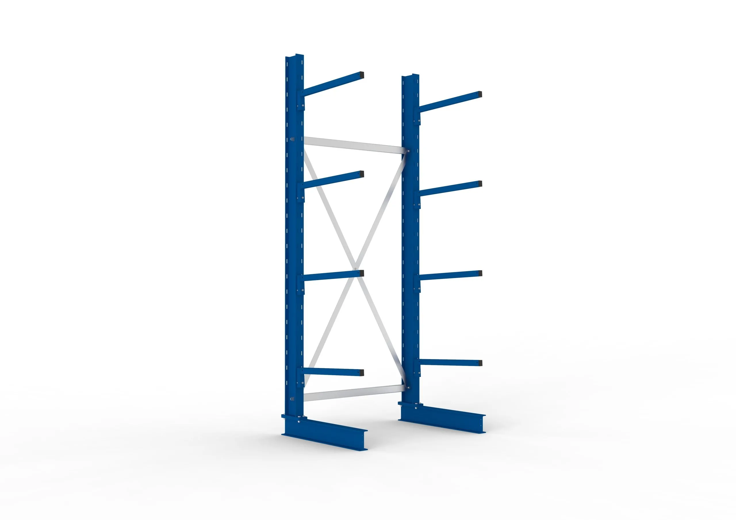 Meta Kragarmregal MULTISTRONG einseitig | Light-Duty | Grundregal | HxBxT 250x100x60cm | 4 Ebenen | Fachlast 140kg | Blau